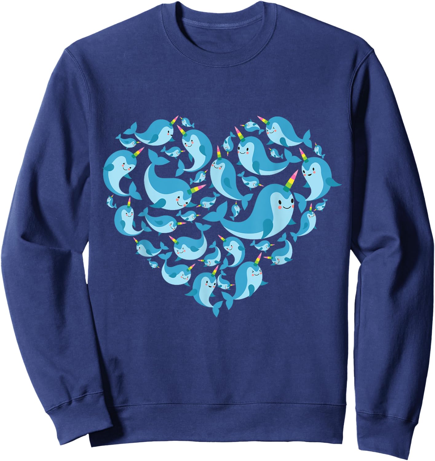 Narwhals lover heart gift women girls kids narwhal Sweatshirt - Sweatshirt | Navy
