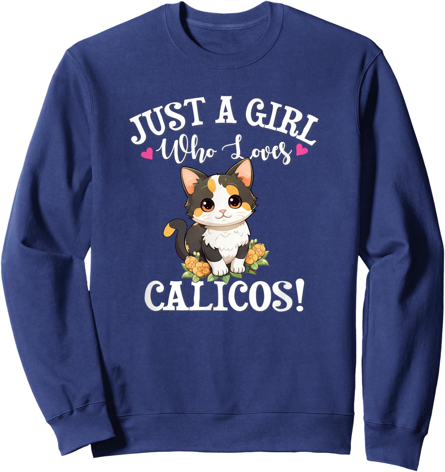 Kawaii Girl Who Loves Calico Cat Lover Sweatshirt - Sweatshirt | Navy