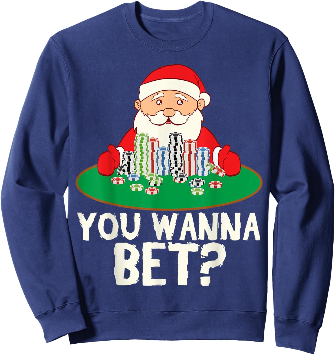 Santa Bet Casino Royal Flush Card Christmas Sweatshirt - Sweatshirt | Navy