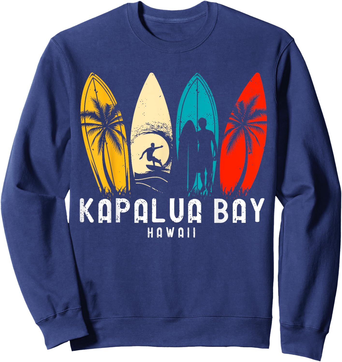 Retro Hawaii Kapalua Bay Surfboarder Design Sweatshirt - Sweatshirt | Navy