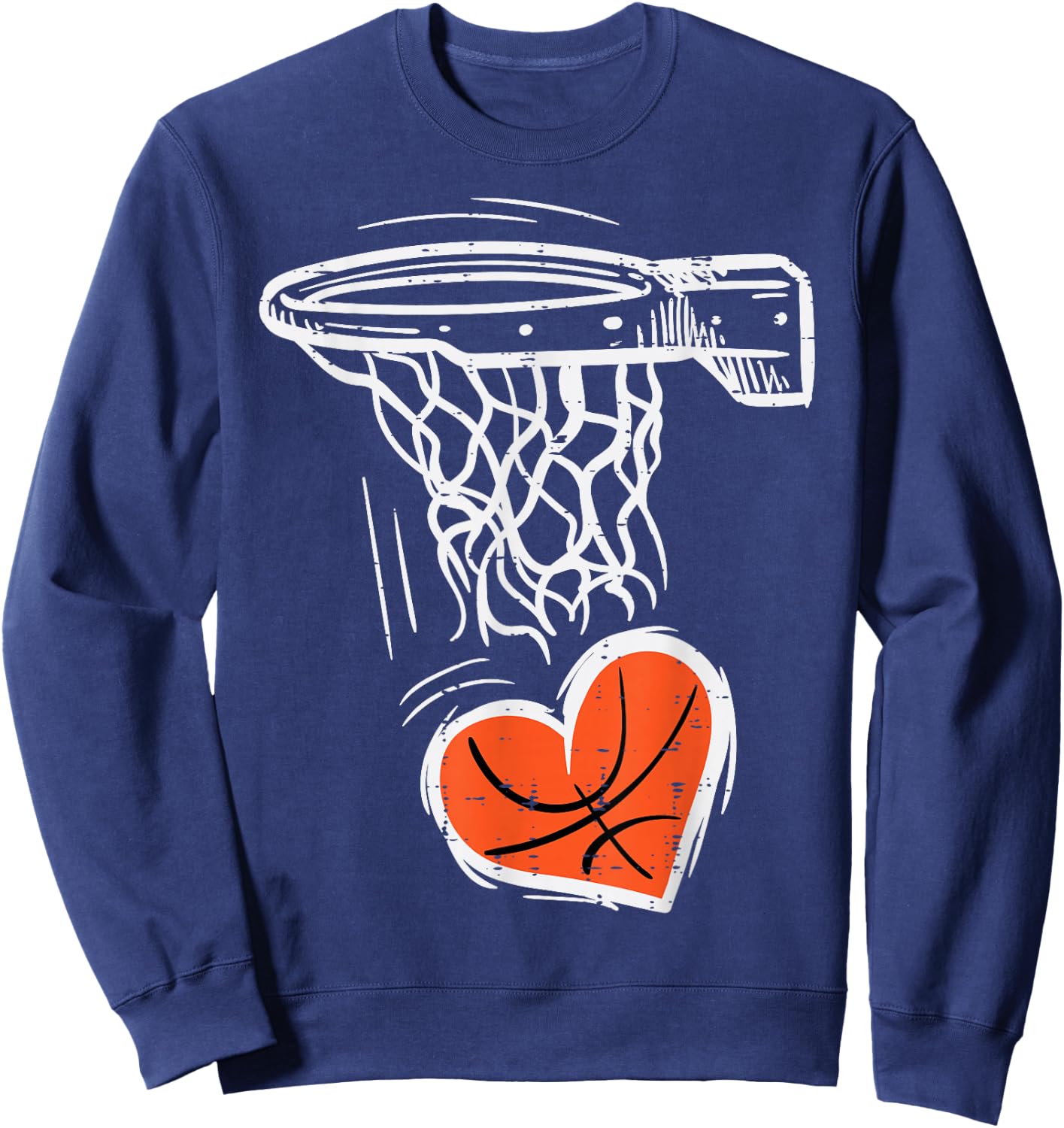 Valentines Day Basketball Heart Men Women Girls Kids Toddler Sweatshirt - Sweatshirt | Navy