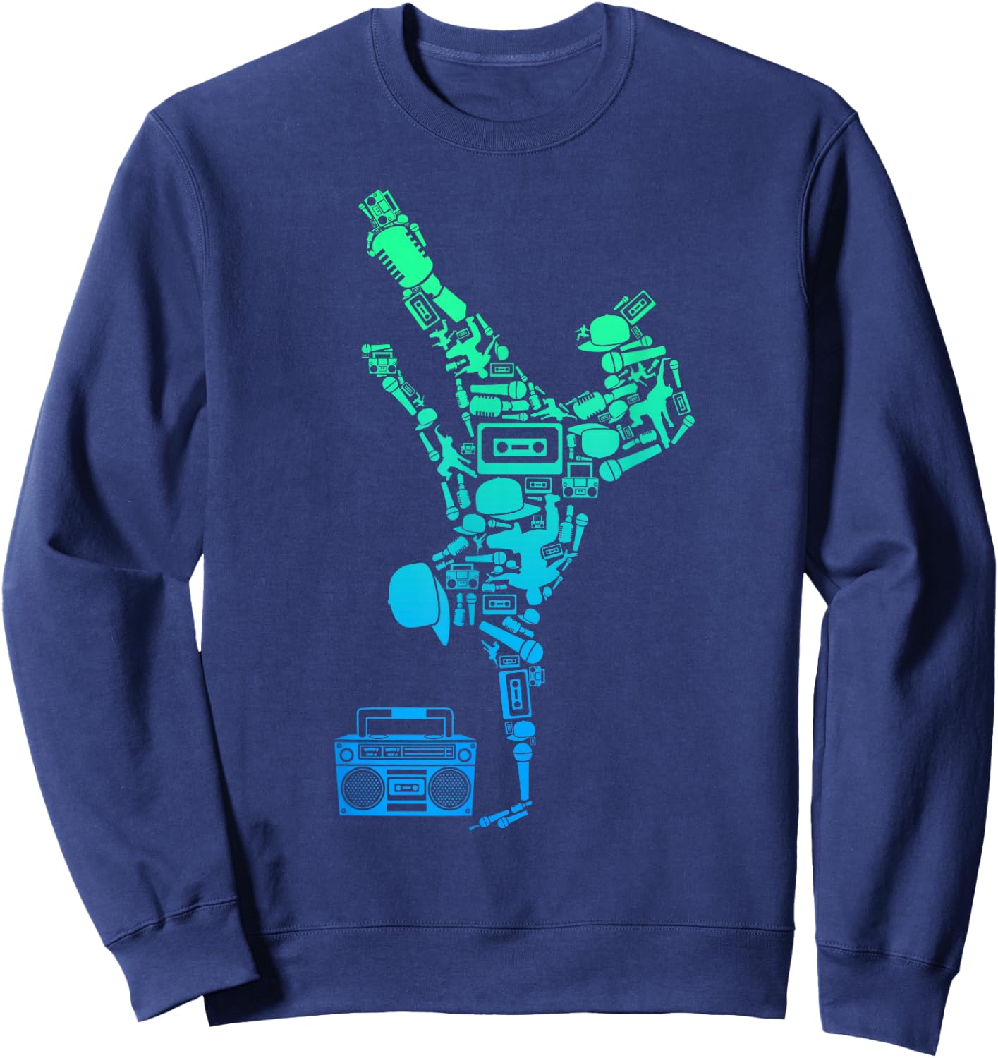 Breakdancer Breakdancing with Hip Hop Dance Music Boombox Sweatshirt - Sweatshirt | Navy