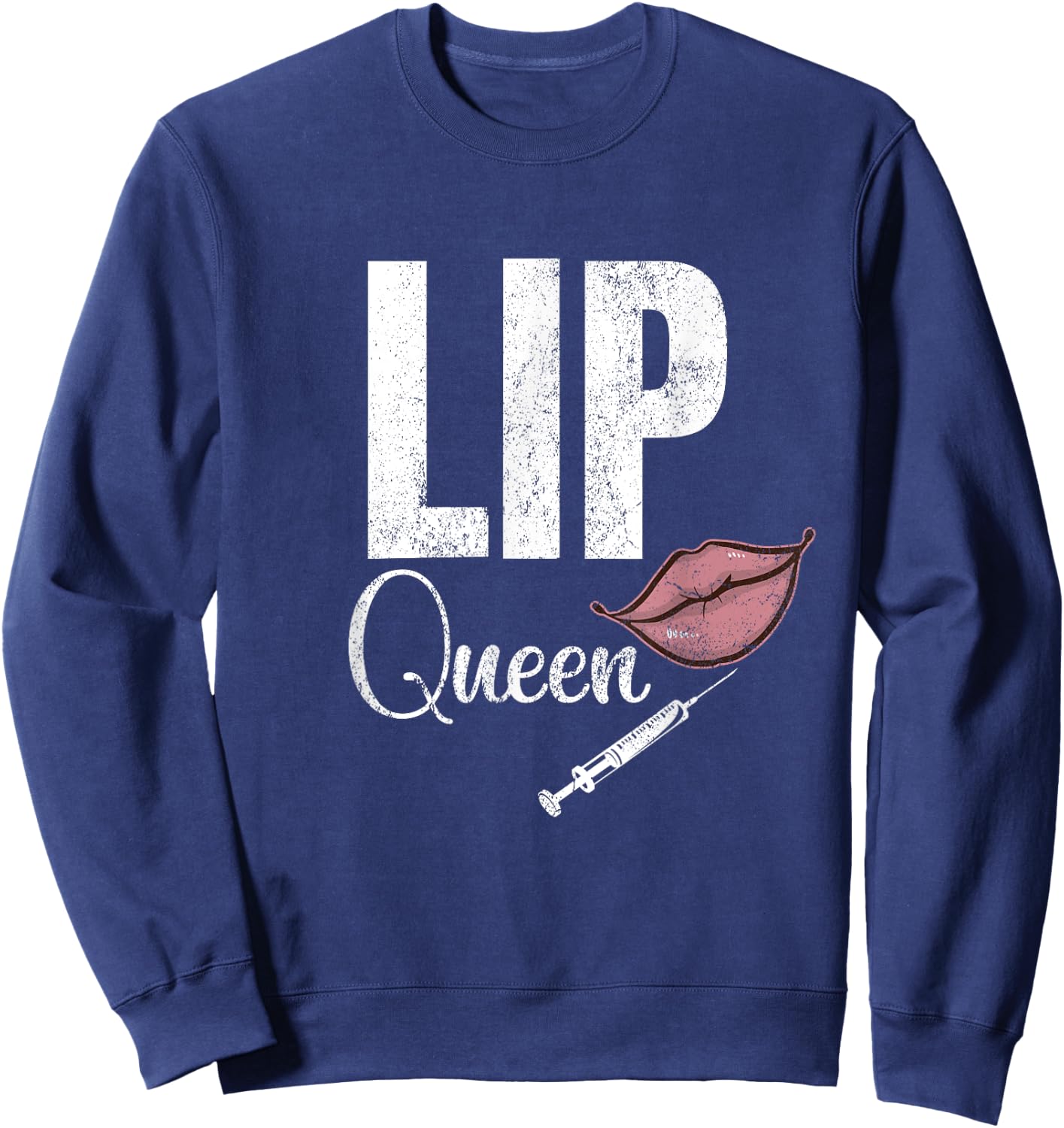 Vintage Lip Queen Injector Filler Aesthetic Nurse Injector Sweatshirt - Sweatshirt | Navy