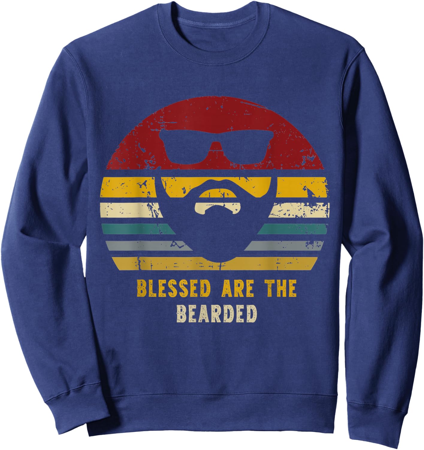 Blessed Are The Bearded Funny Bearded Present Sweatshirt - Sweatshirt | Navy