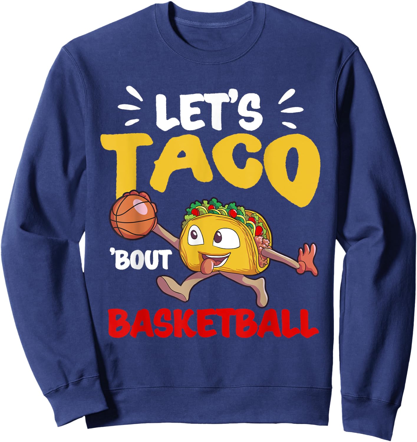 Funny Cinco de Mayo Shirt Boys Kids Mexican Taco Basketball Sweatshirt - Sweatshirt | Navy