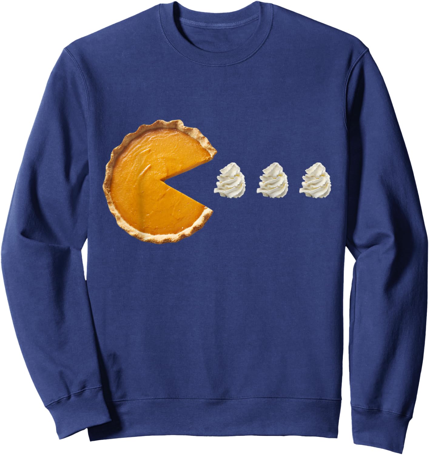 Pumpkin Pie Eating Running Whipped Cream Thanksgiving Day Sweatshirt - Sweatshirt | Navy