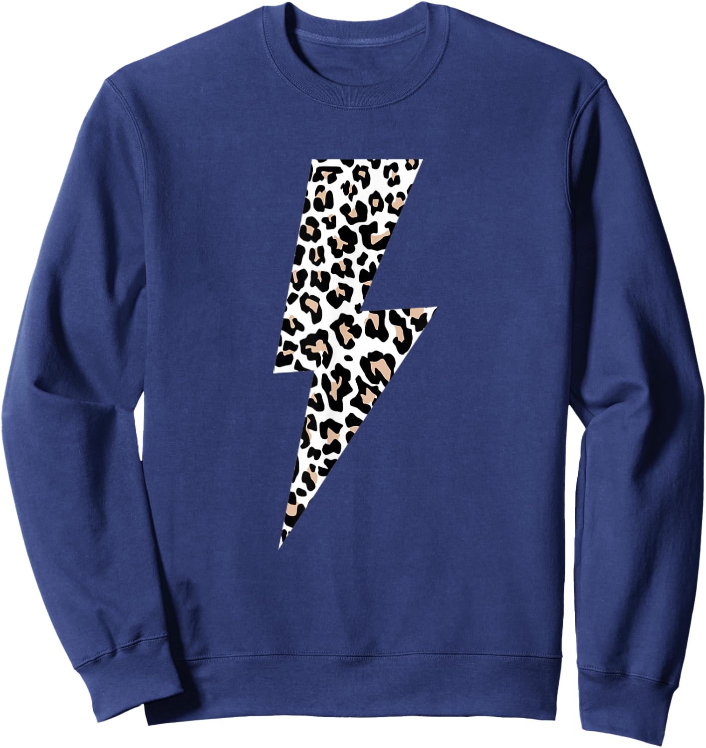 Leopard Lightning Bolt Cheetah Animal Print Sweatshirt - Sweatshirt | Navy