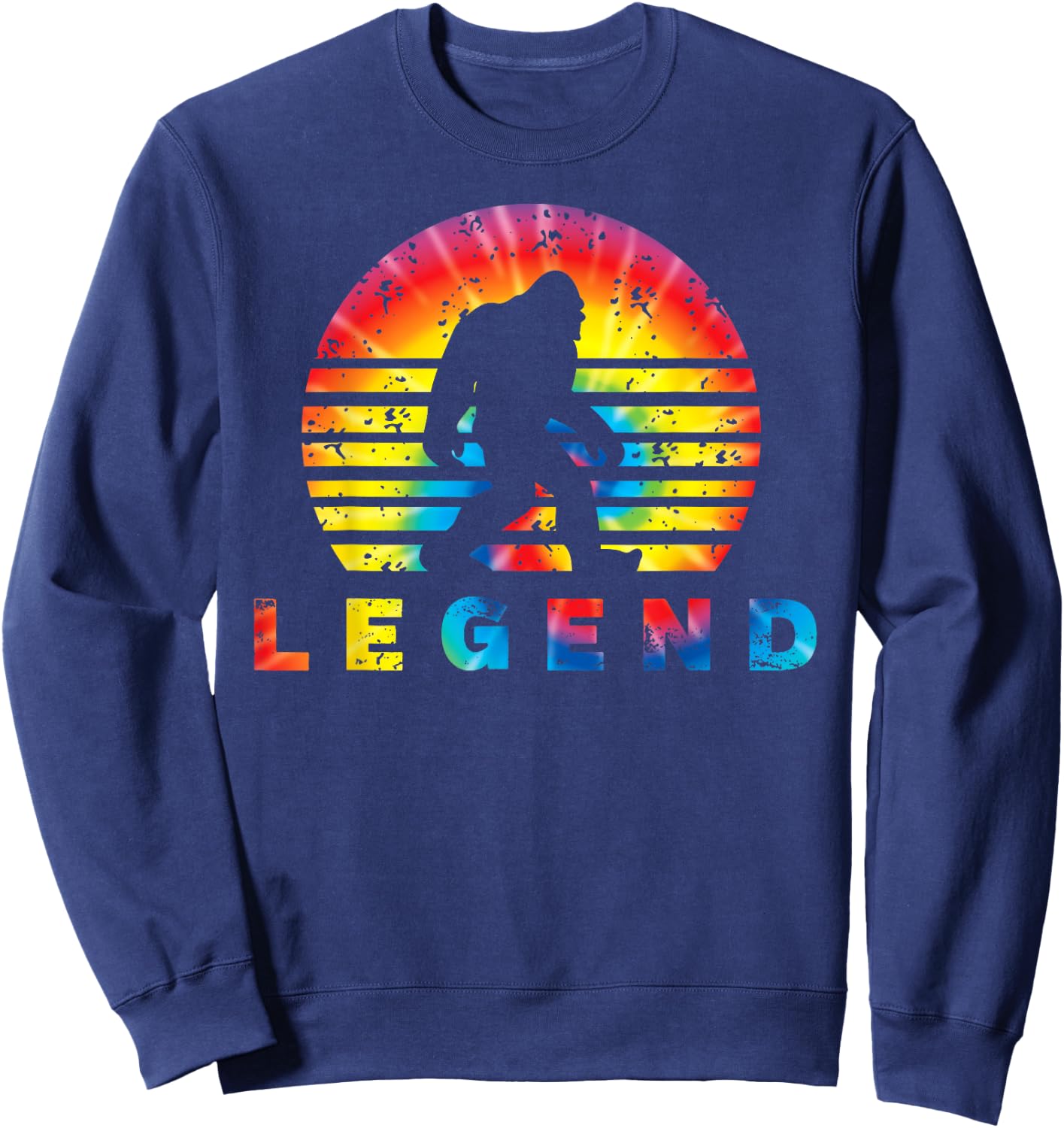 Tie Dye Retro Bigfoot Legend Silhouette Sweatshirt - Sweatshirt | Navy