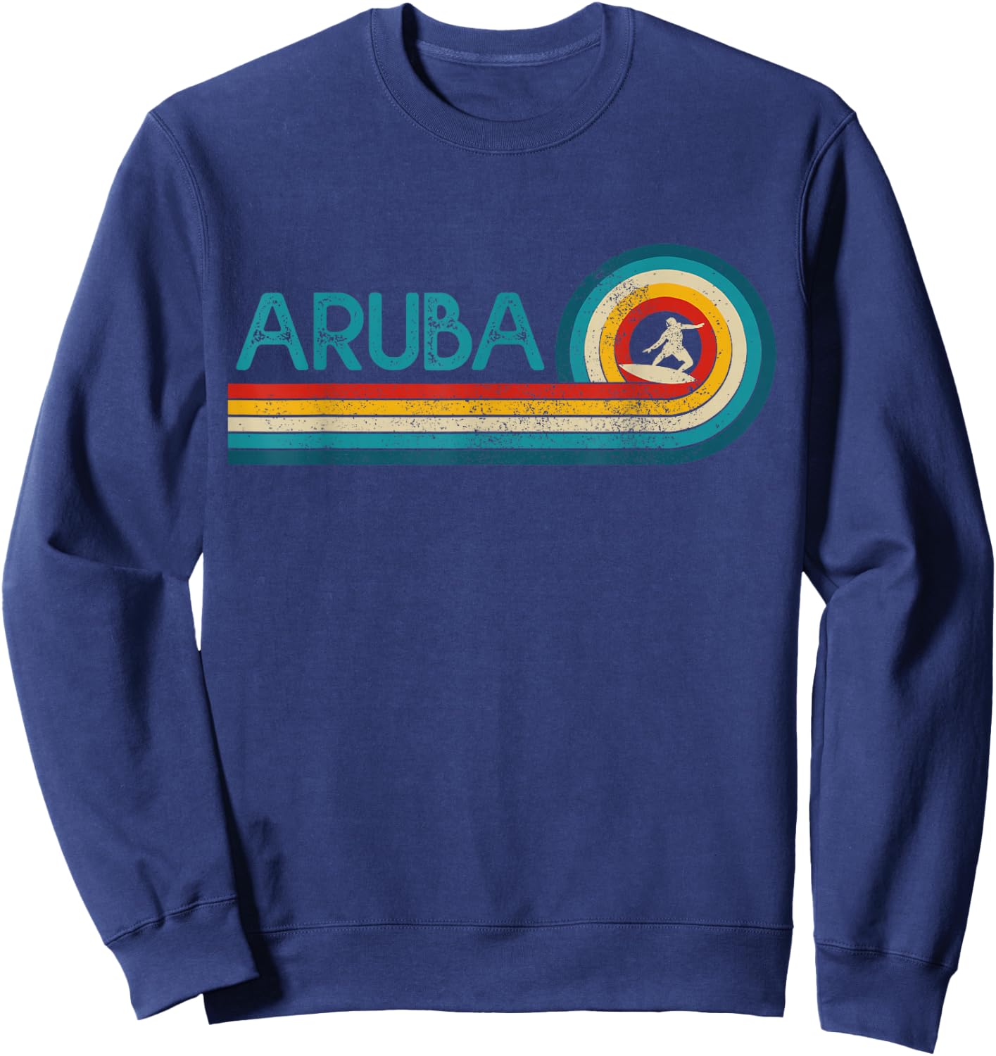 Aruba Surf Vintage Beach Surfer Surfing Gift Sweatshirt - Sweatshirt | Navy