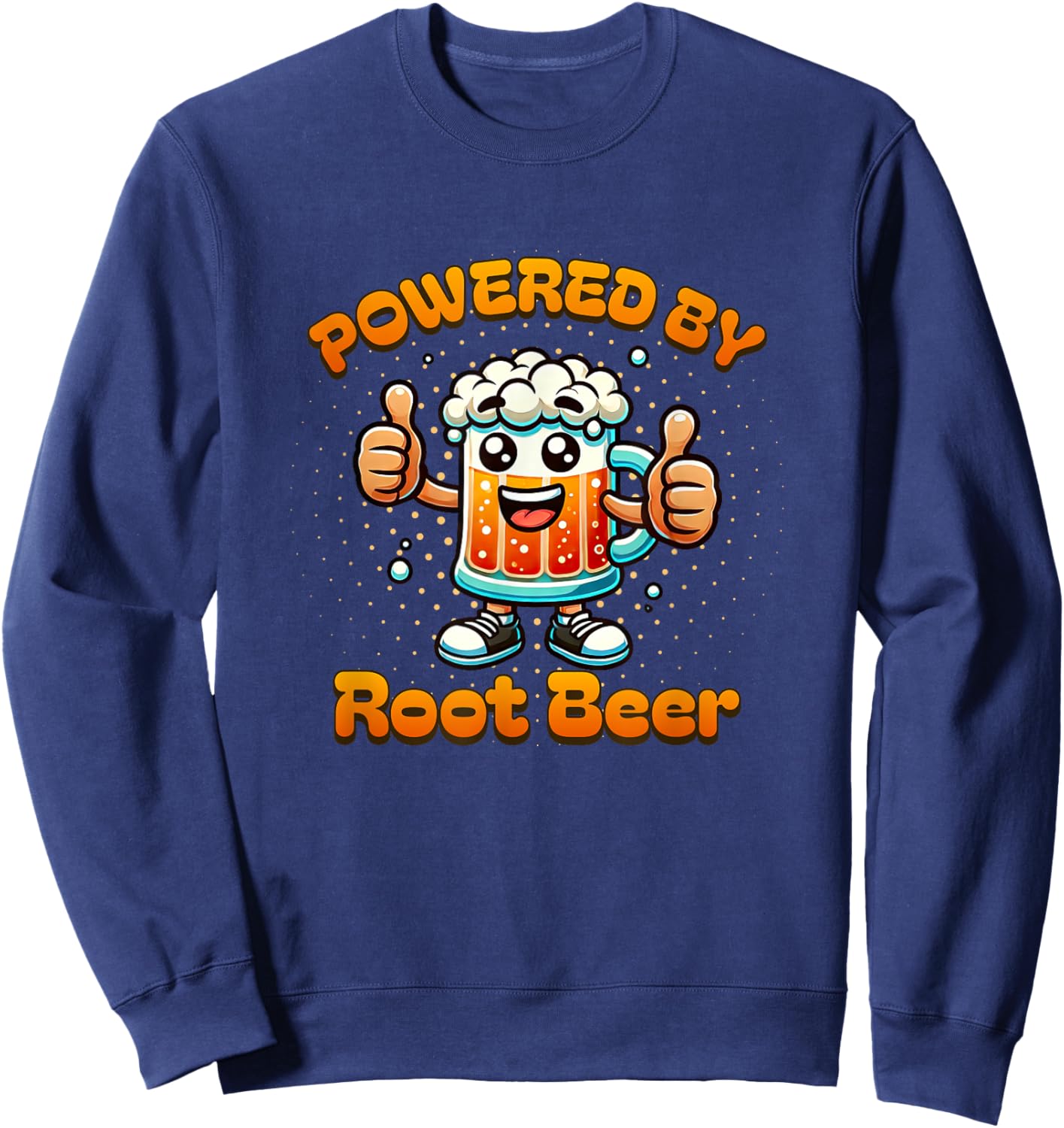 Fun Powered by Root Beer Cartoon Graphic Sweatshirt - Sweatshirt | Navy