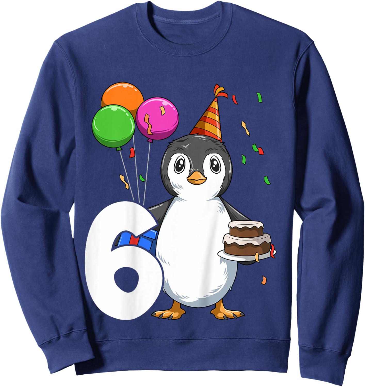 Penguin Birthday 6 Penguin 6th Birthday Outfit Penguin Party Sweatshirt - Sweatshirt | Navy