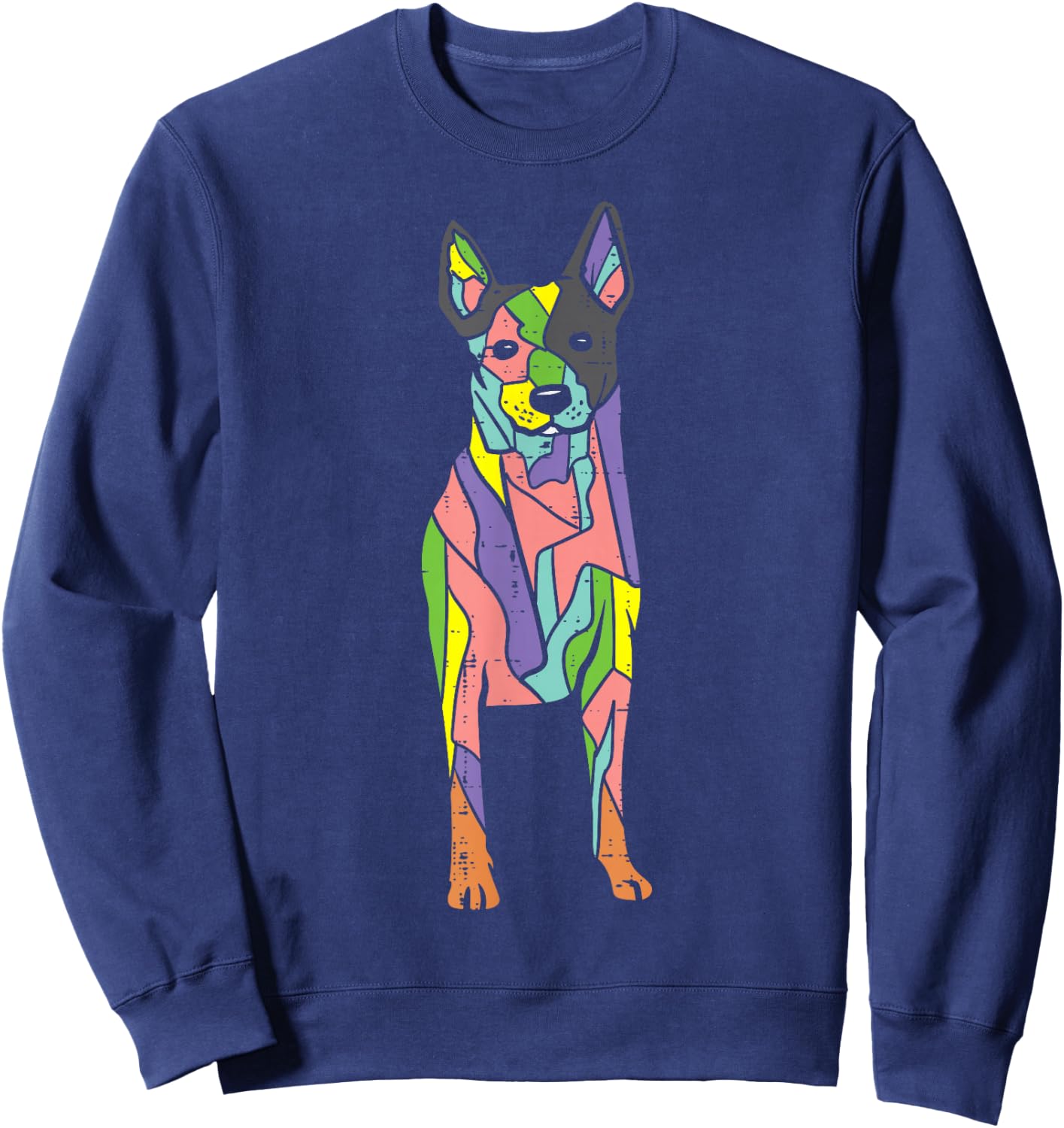 Colorful Heeler Cute Blue Red Australian Cattle Dog Art Gift Sweatshirt - Sweatshirt | Navy