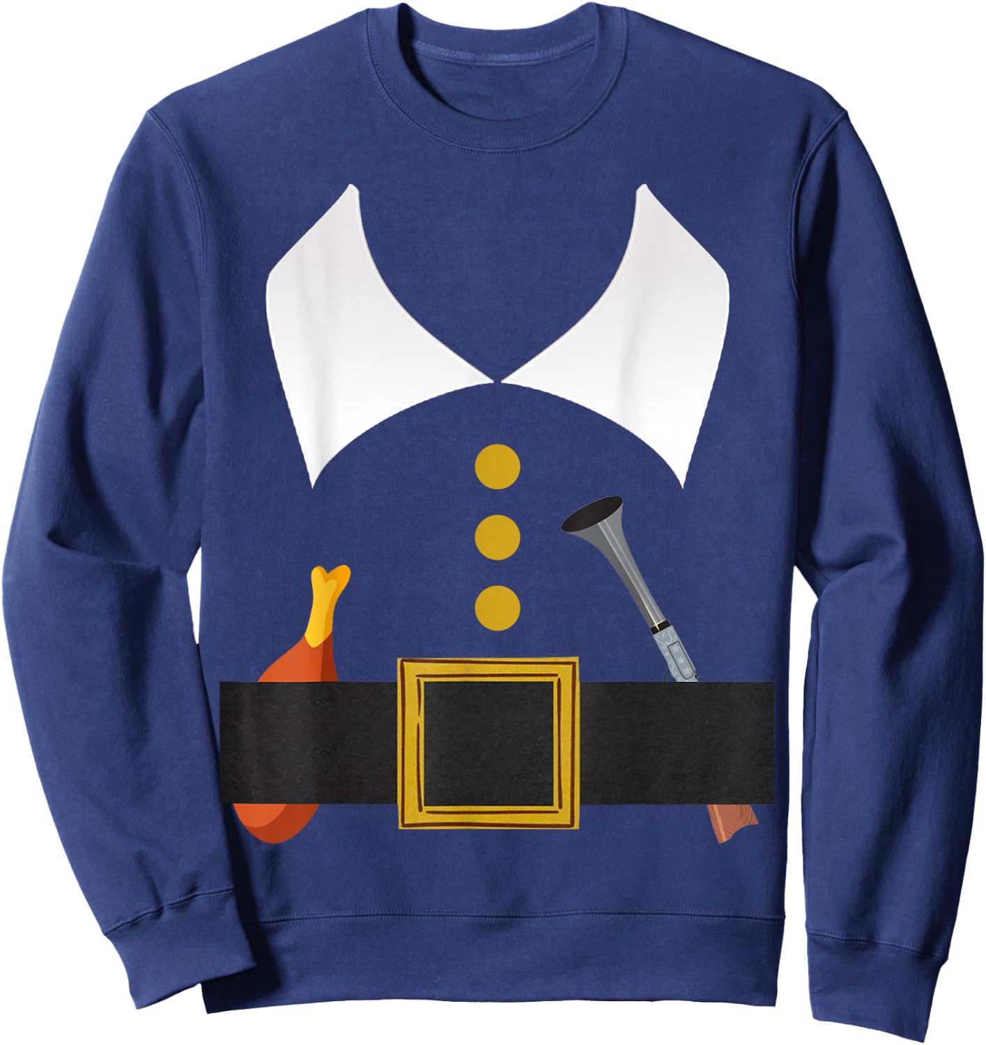 Mr pilgrim Hunter Turkey Leg costume Thanksgiving Boys Sweatshirt - Sweatshirt | Navy
