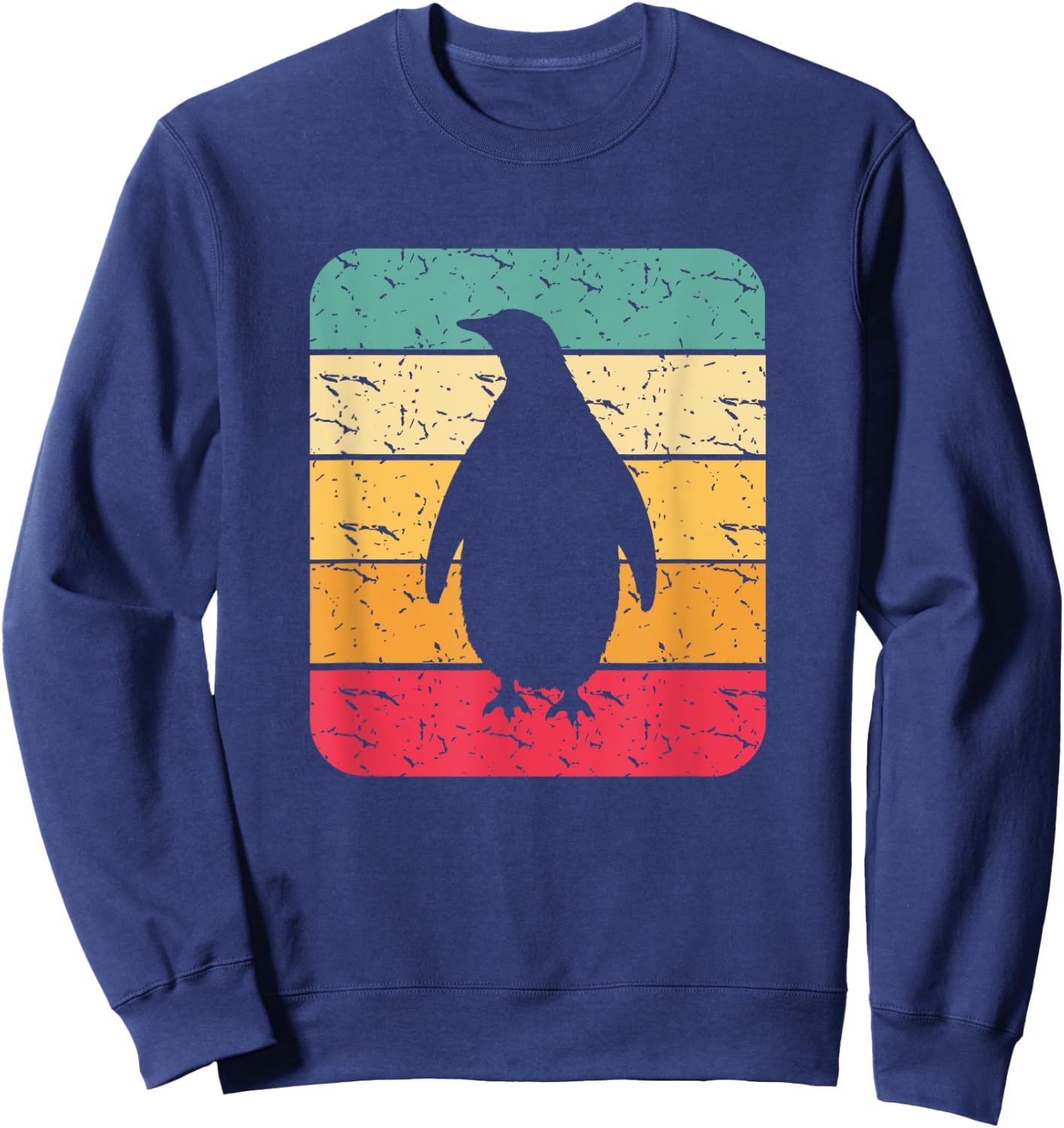 Retro Penguin Lover Gift Penguin Heart Silhouette Gifts Sweatshirt - Sweatshirt | Navy