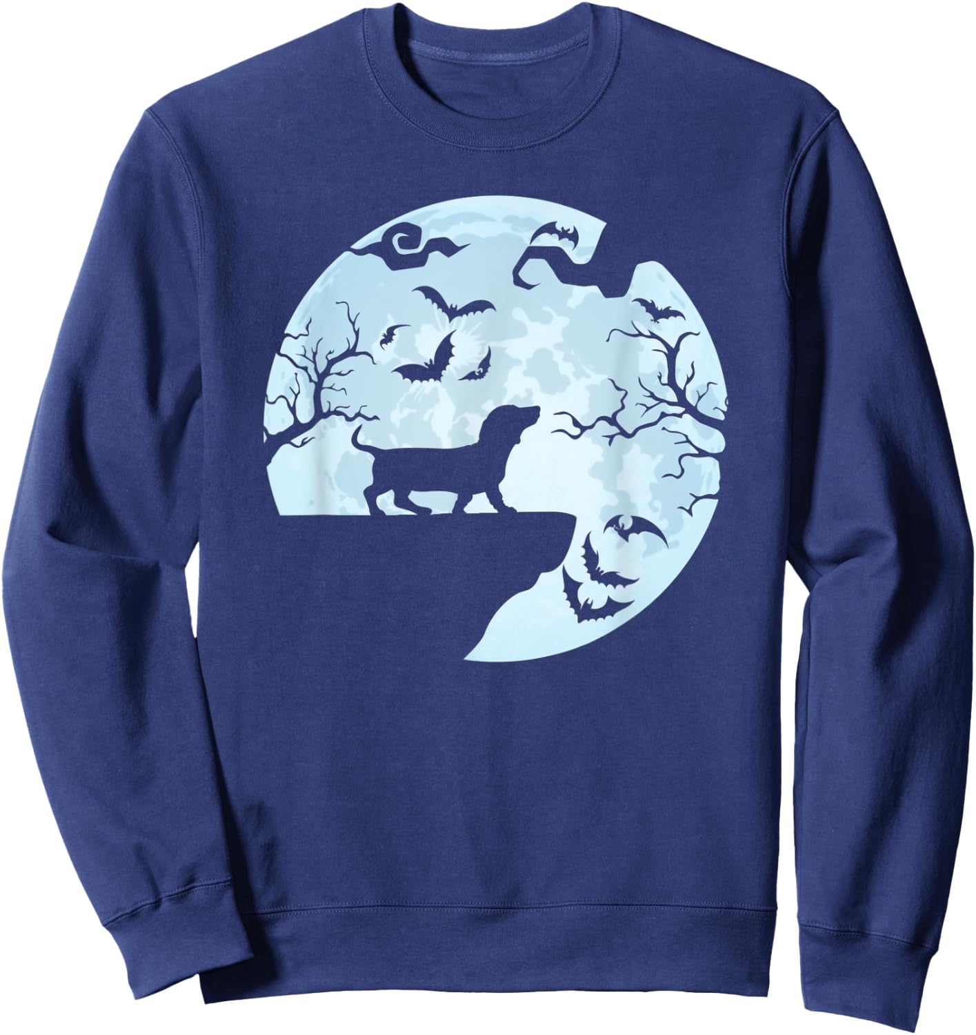 Dachshund And Moon Halloween For Dachshund Lovers Sweatshirt - Sweatshirt | Navy