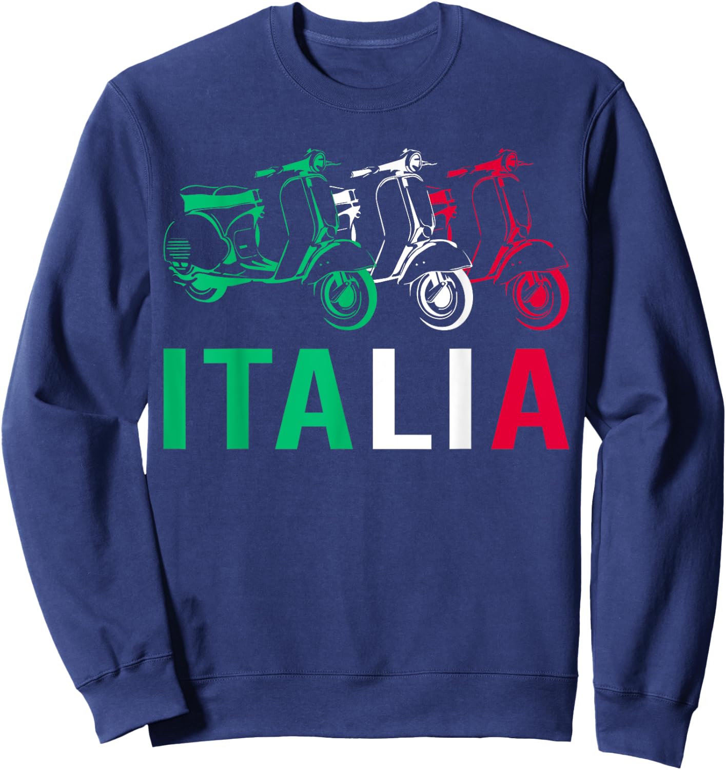 Italia Vintage Scooter Funny Italian Flag Scoot Lover Gift Sweatshirt - Sweatshirt | Navy