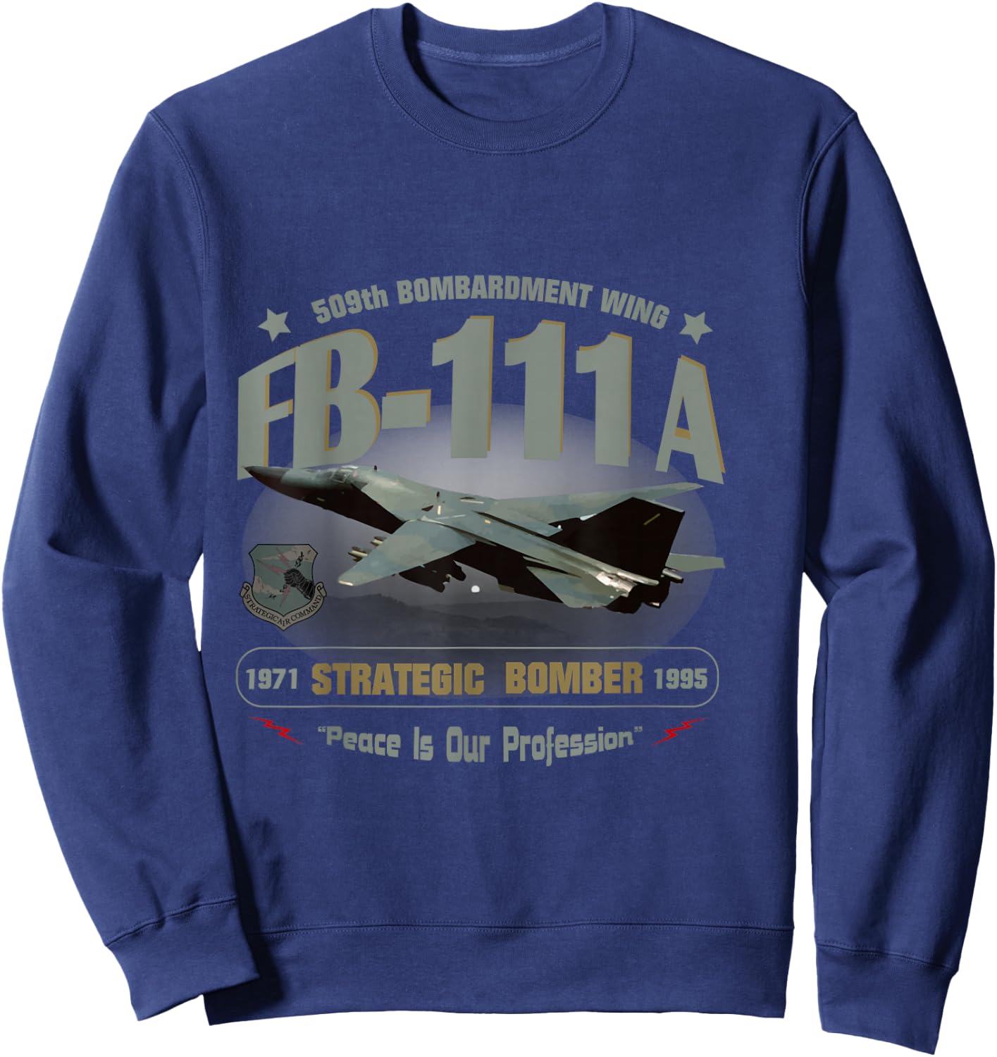 TSH Designs -Adults Black FB-111A 509th Bombardment Wing--Pease AFB Sweatshirt - Sweatshirt | Navy