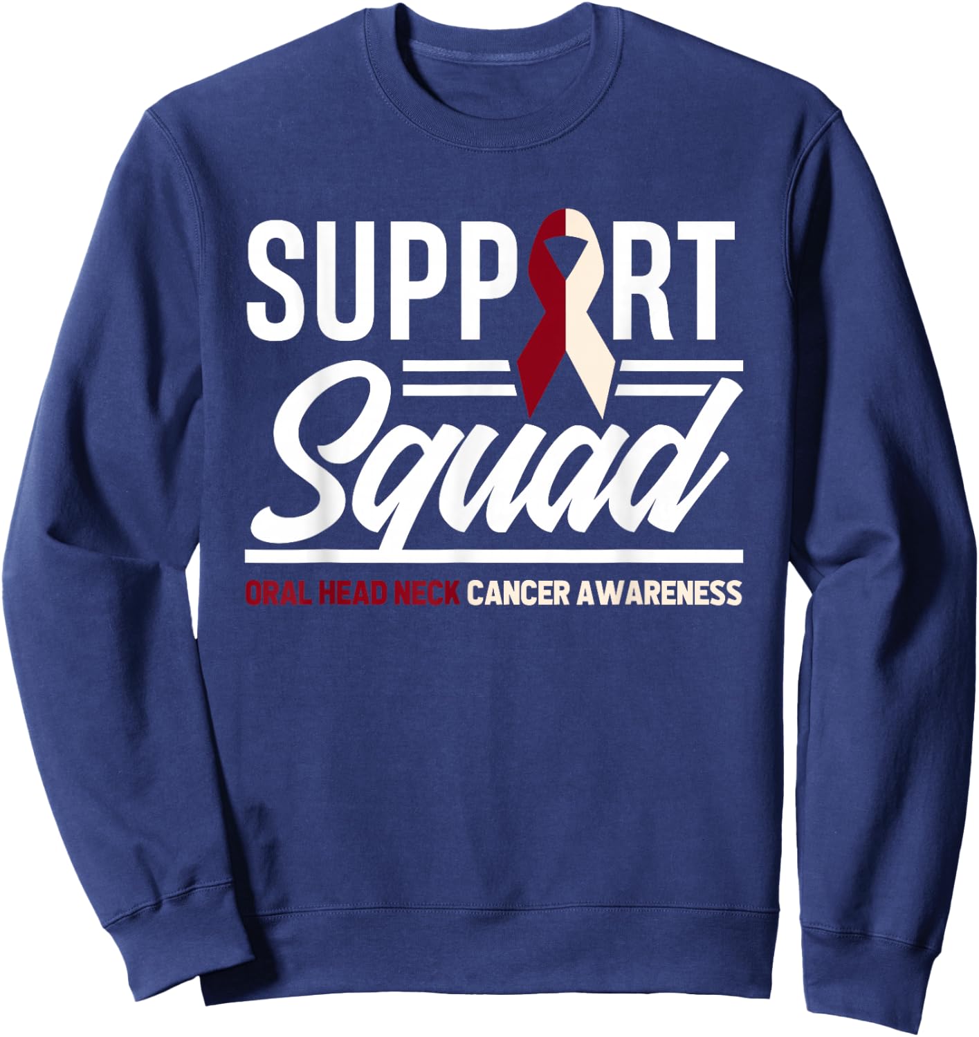 Support Squad Throat Oral Head & Neck Cancer Awareness Sweatshirt - Sweatshirt | Navy
