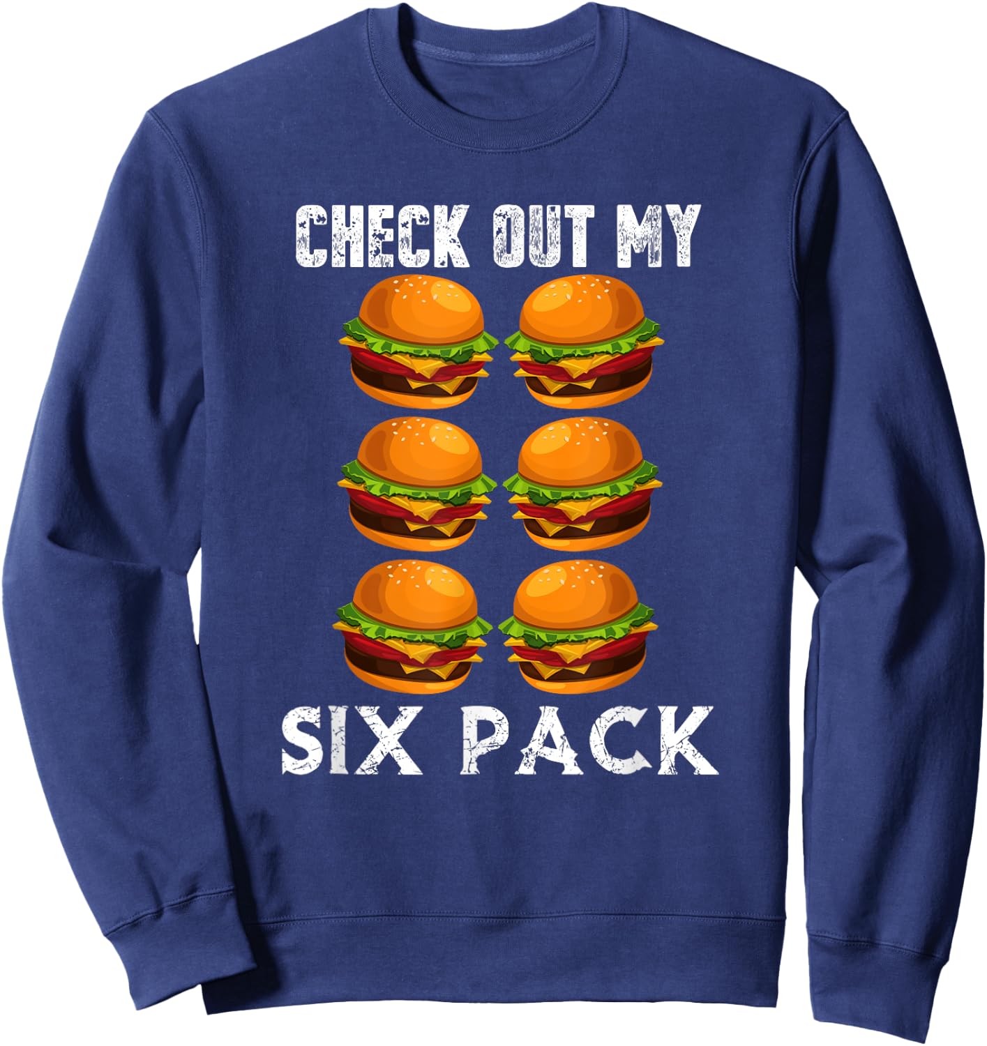 Check out my six pack burger shirt gym Sweatshirt - Sweatshirt | Navy