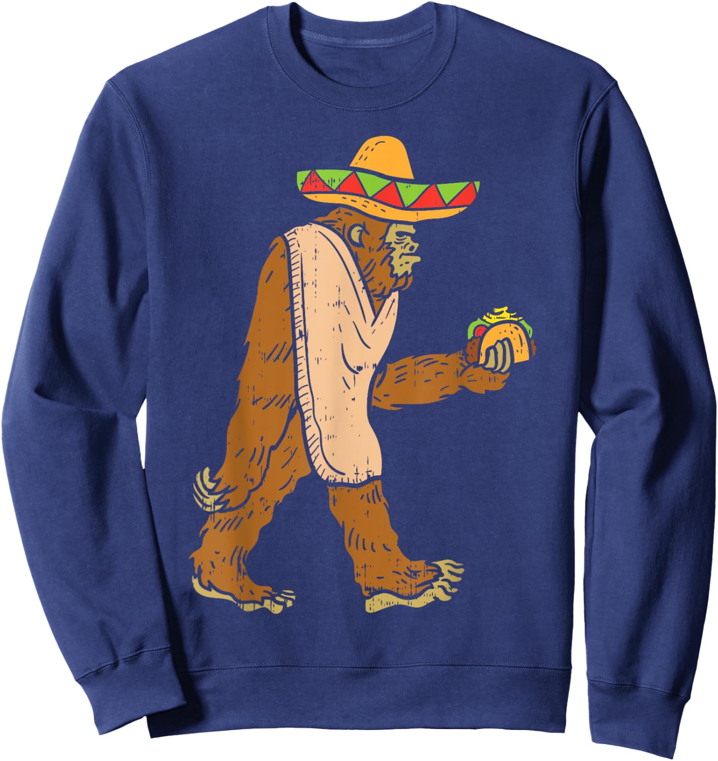 Mexican Bigfoot Sombrero Taco El Squatcho Fun Cinco De Mayo Sweatshirt - Sweatshirt | Navy