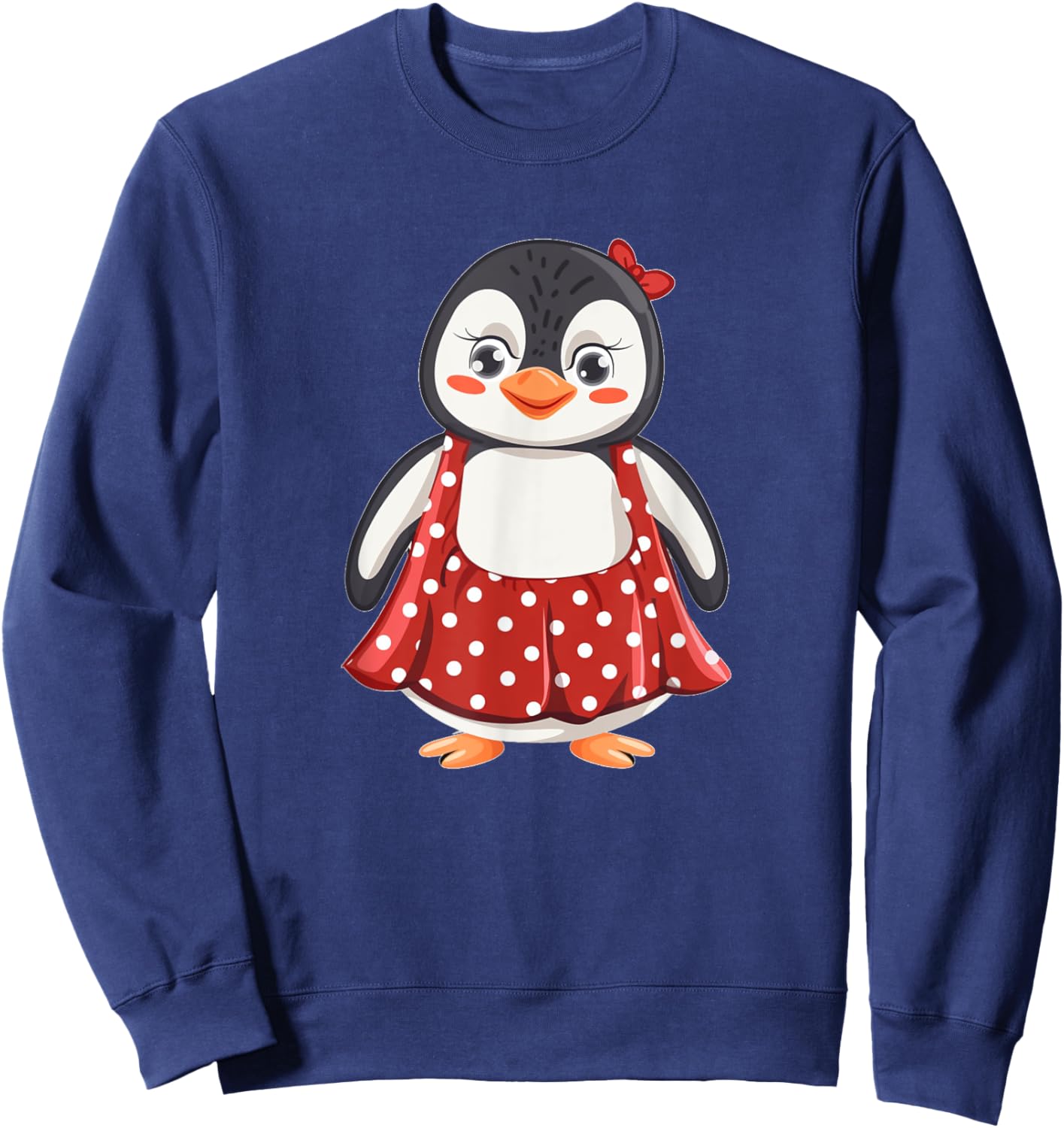 Cute Polka Dot Penguin for Dress and Penguins Lovers Sweatshirt - Sweatshirt | Navy