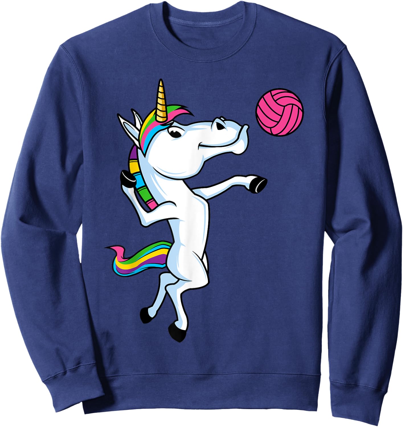 Funny Unicorn Sports Volleyball Magical Ball Player Athlete Sweatshirt - Sweatshirt | Navy