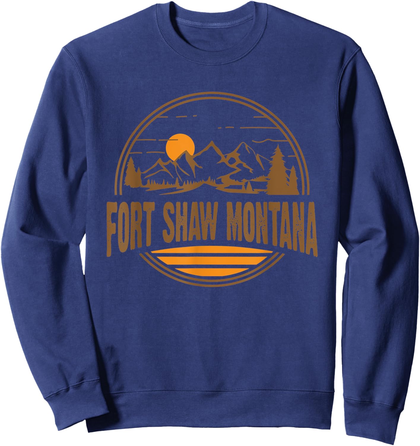 Vintage Fort Shaw, Montana Mountain Hiking Souvenir Print Sweatshirt - Sweatshirt | Navy