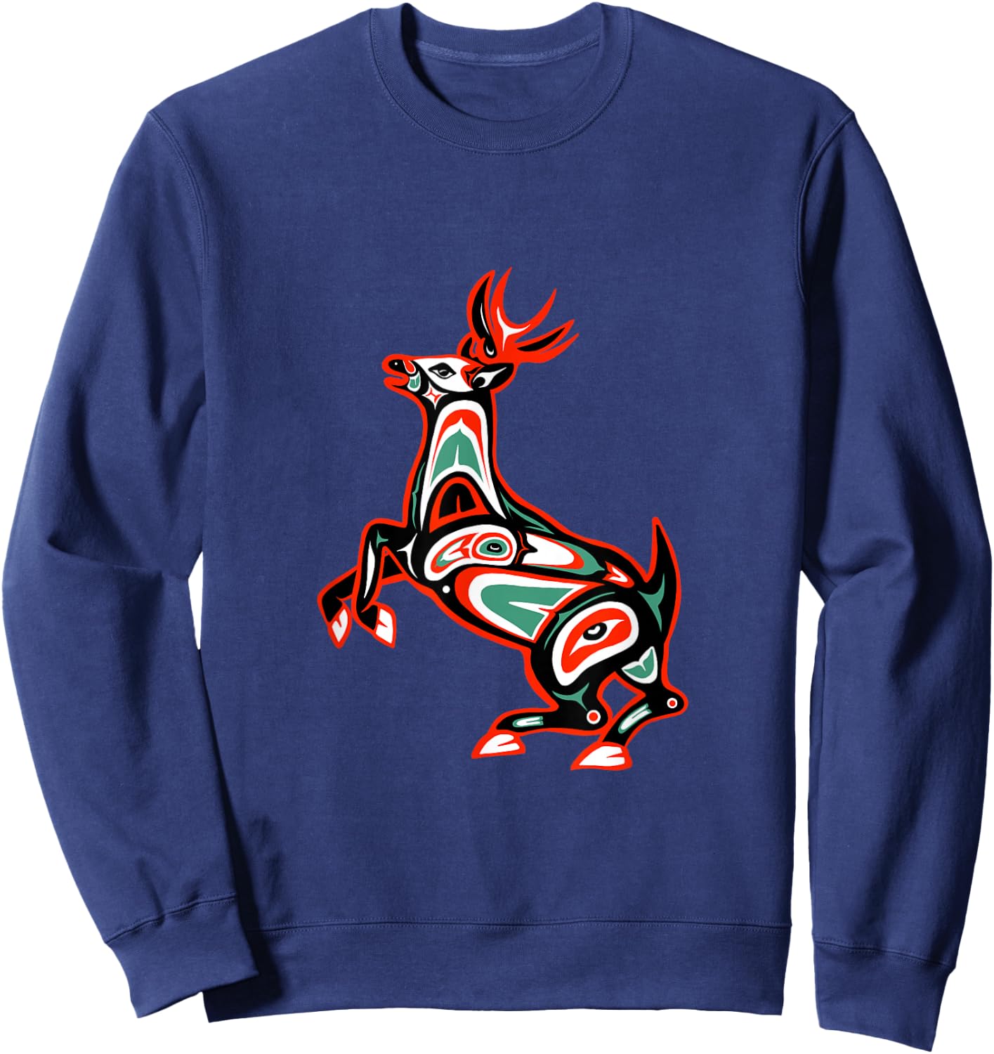 Haida art, Native American Style, Deer Totem Sweatshirt - Sweatshirt | Navy