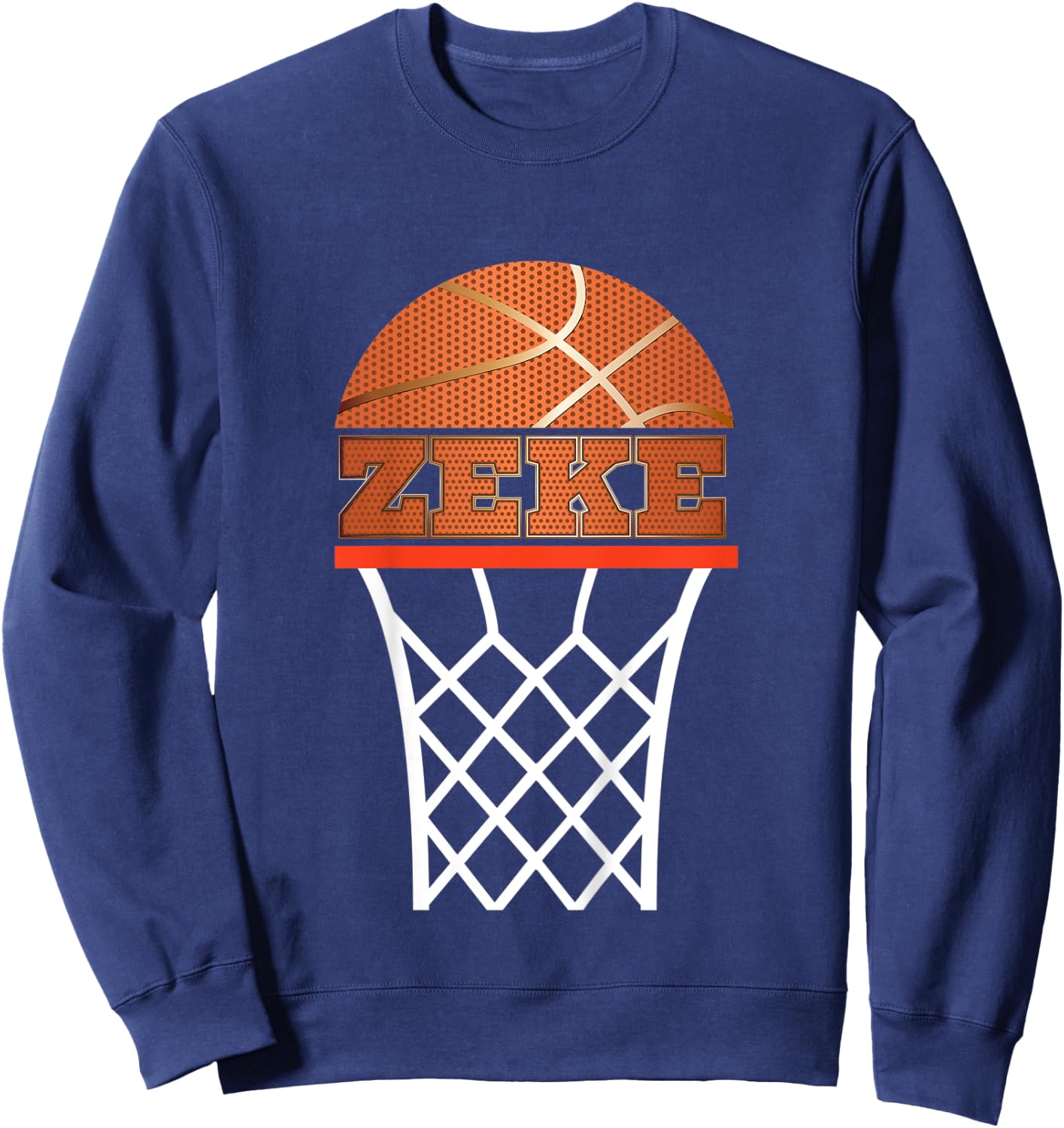 Kids Basketball Zeke Custom Name Gift, Youth Sweatshirt - Sweatshirt | Navy