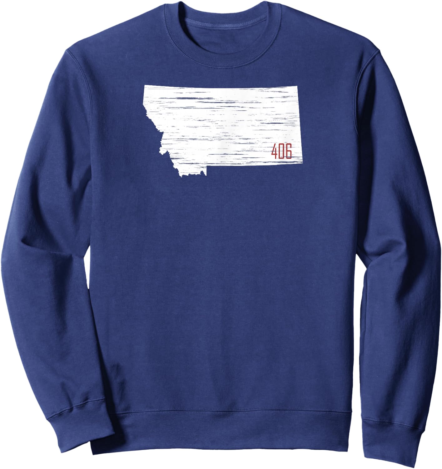 White State of Montana Distressed with 406 MT Area Code Sweatshirt - Sweatshirt | Navy