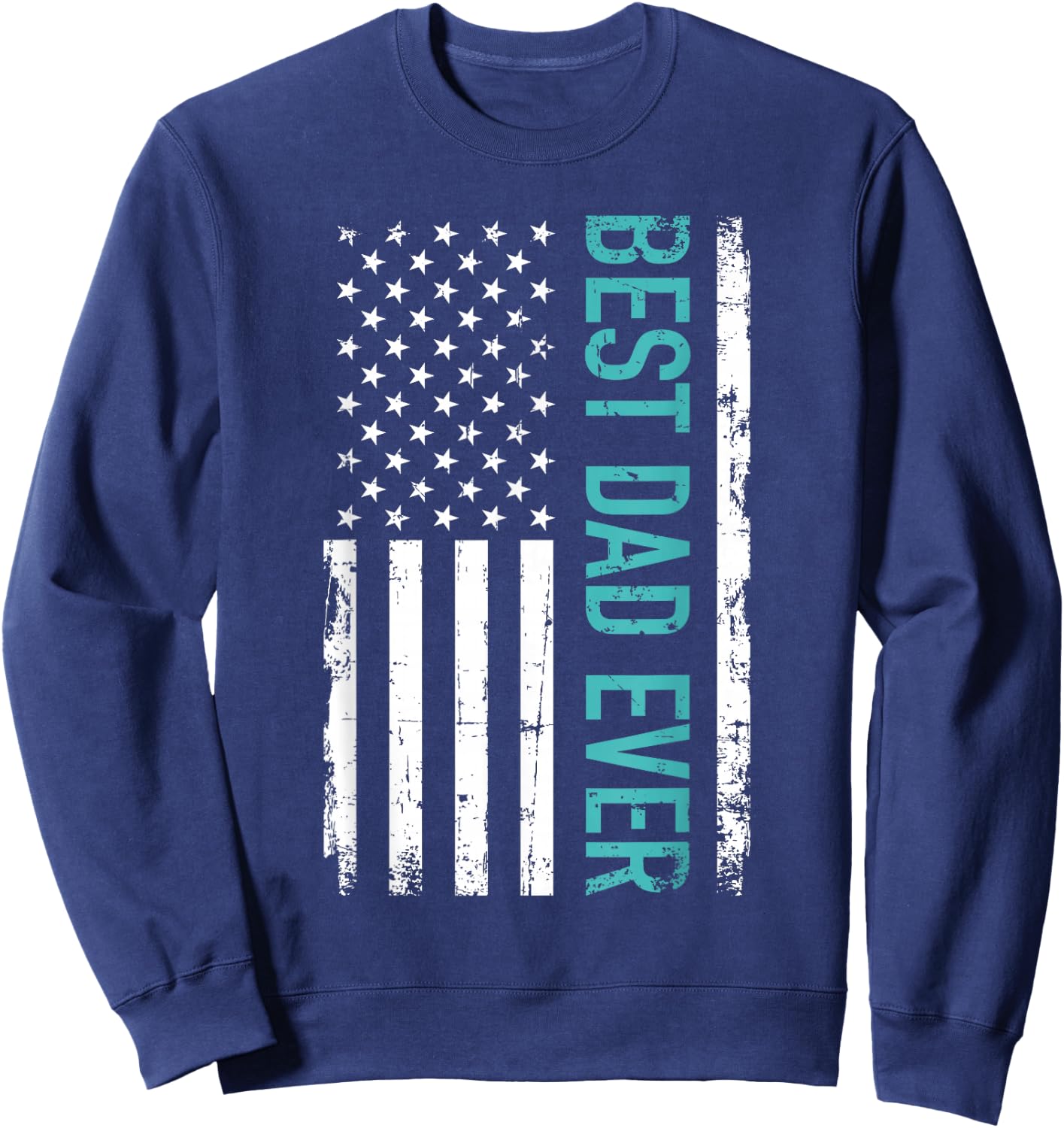 Father's day Best dad ever with US american flag Short Sleeve Sweatshirt - Sweatshirt | Navy