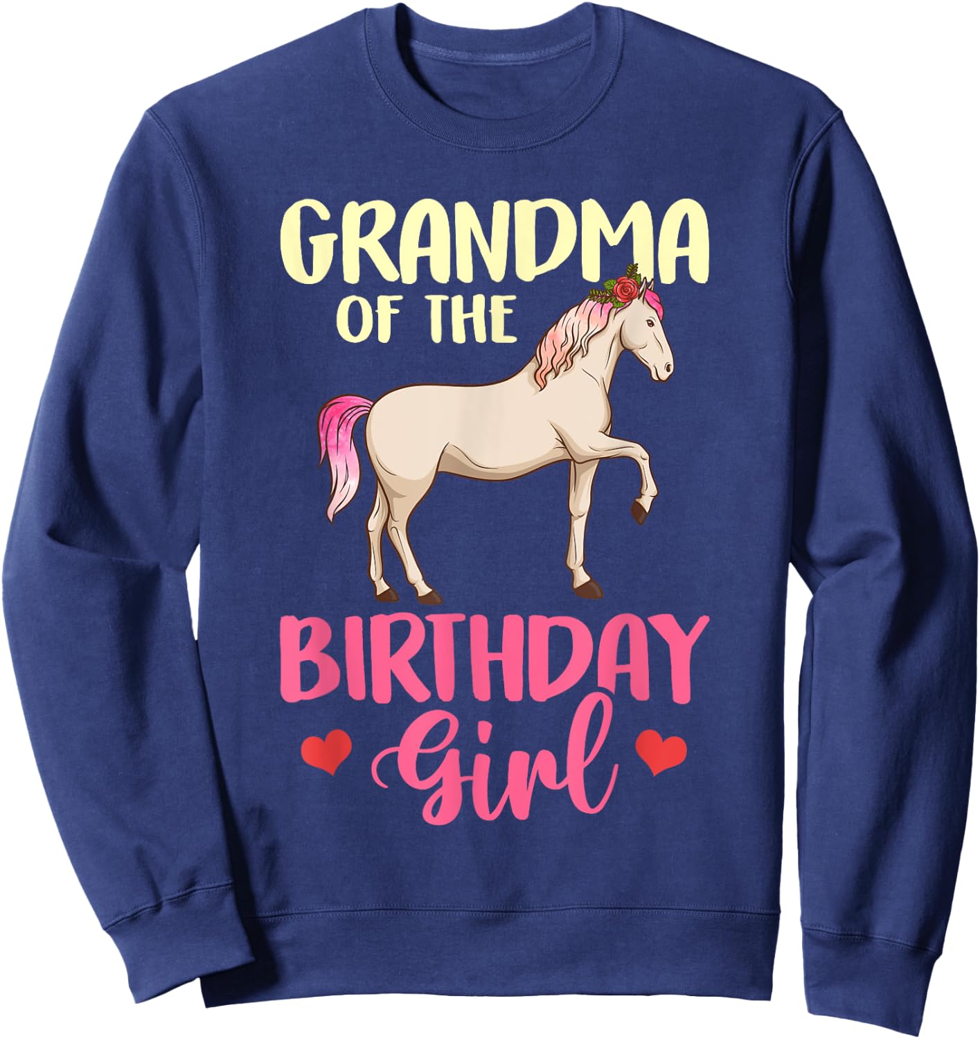 Grandma of the Birthday Girl Horse Equestrian Party Family Sweatshirt - Sweatshirt | Navy