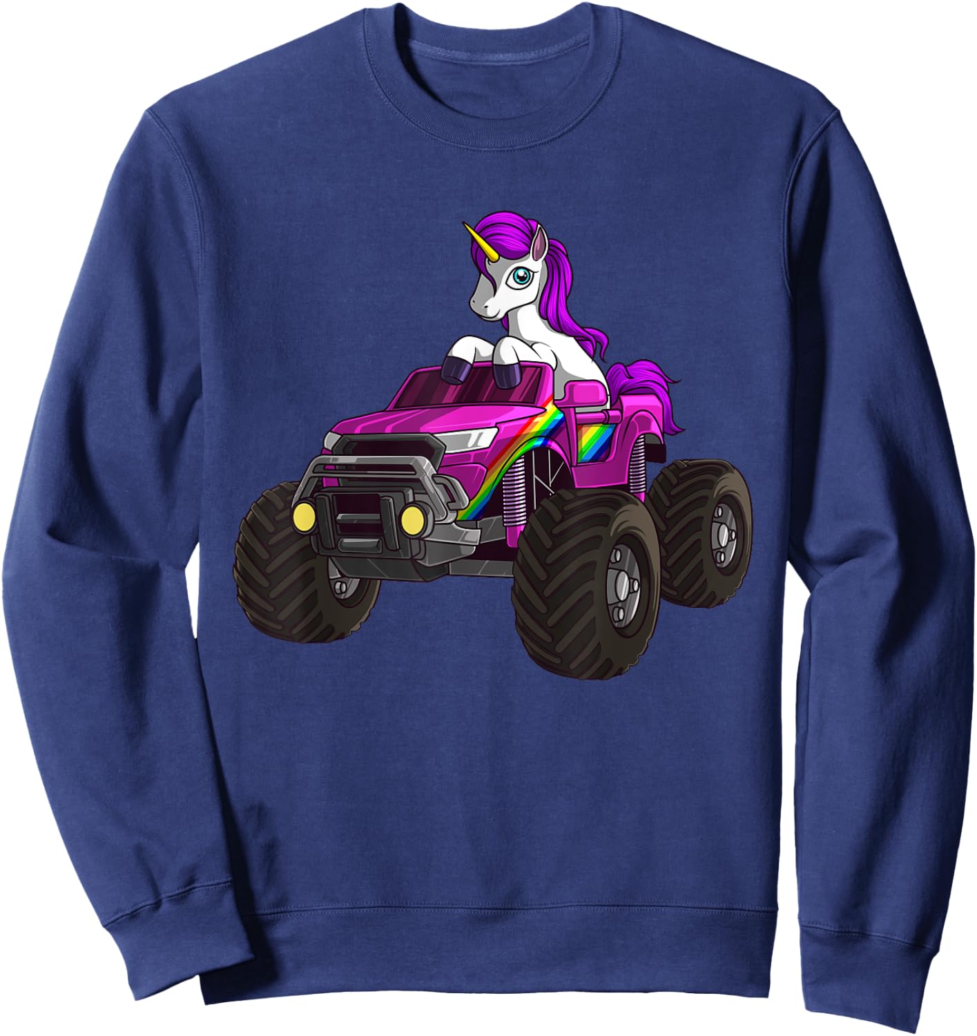 Funny Unicorn Monster Truck Gift Girls Cool Pink Party Sweatshirt - Sweatshirt | Navy