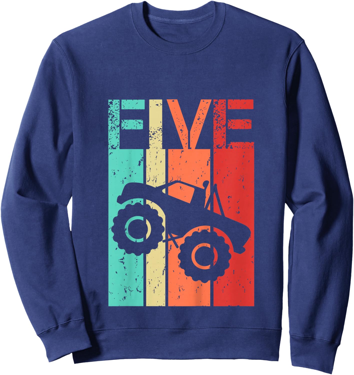 5 Year Old Monster Truck Birthday 5th Birthday Boy Girl Sweatshirt - Sweatshirt | Navy