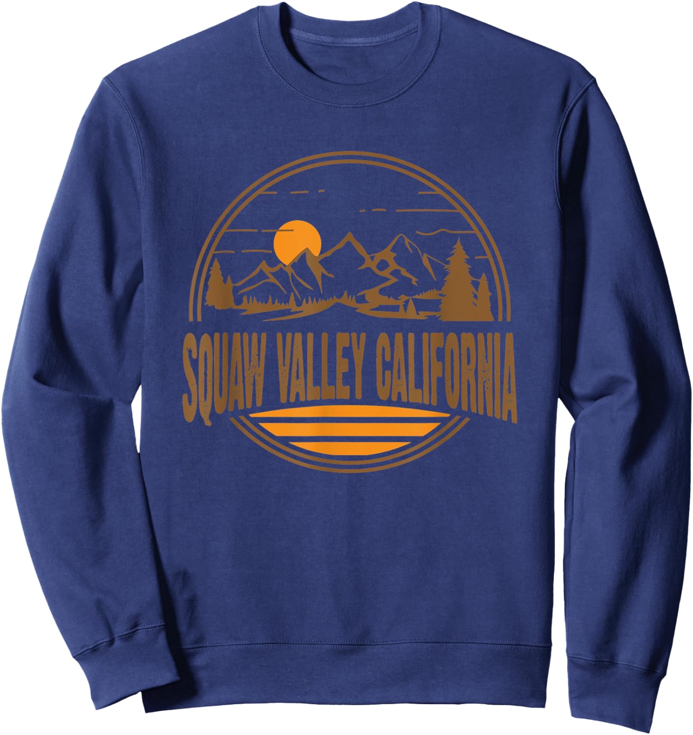Vintage Squaw Valley California Mountain Hiking Print Sweatshirt - Sweatshirt | Navy