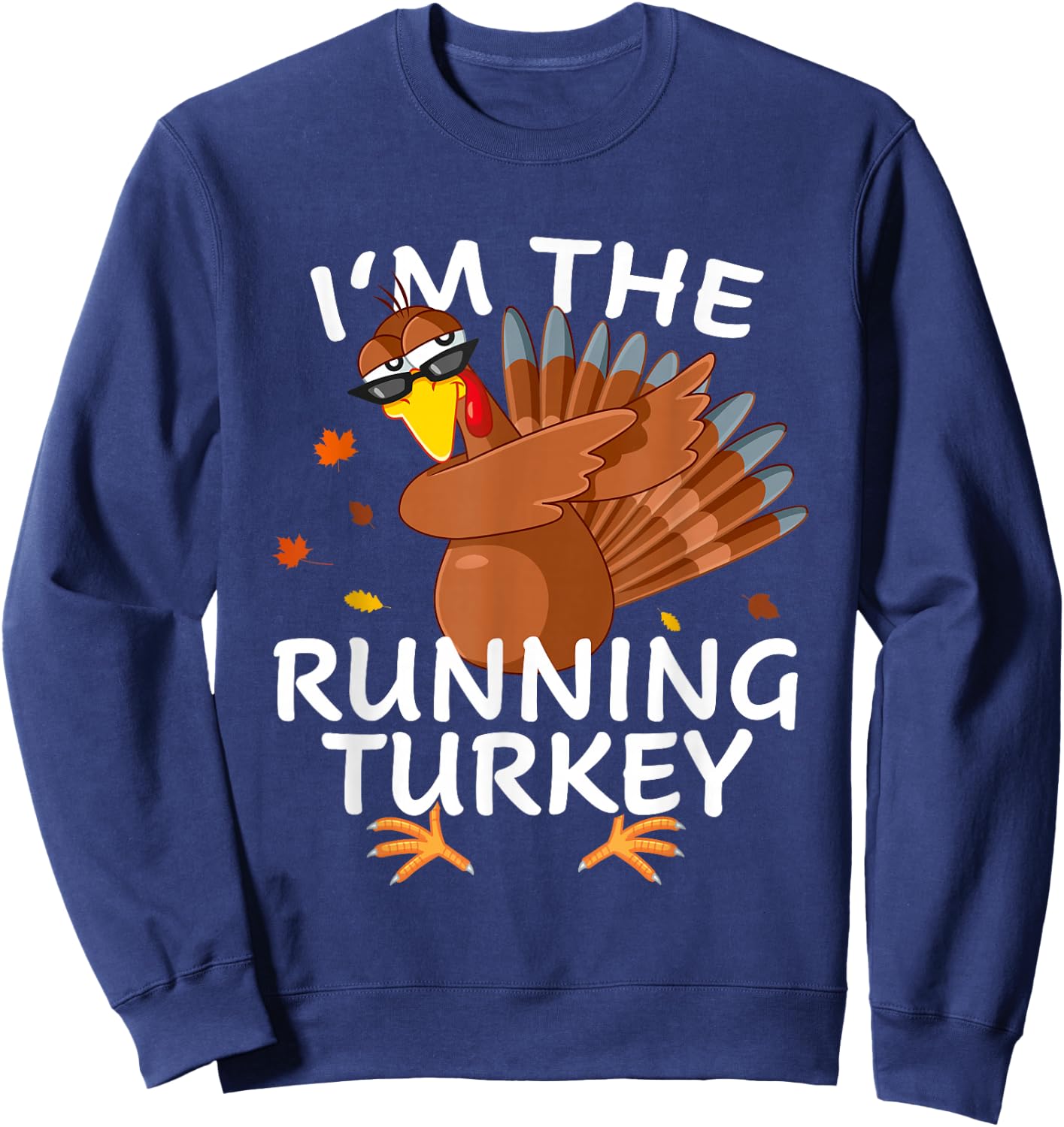 Running Turkey Matching Outfit Thanksgiving Pajamas Family Sweatshirt - Sweatshirt | Navy