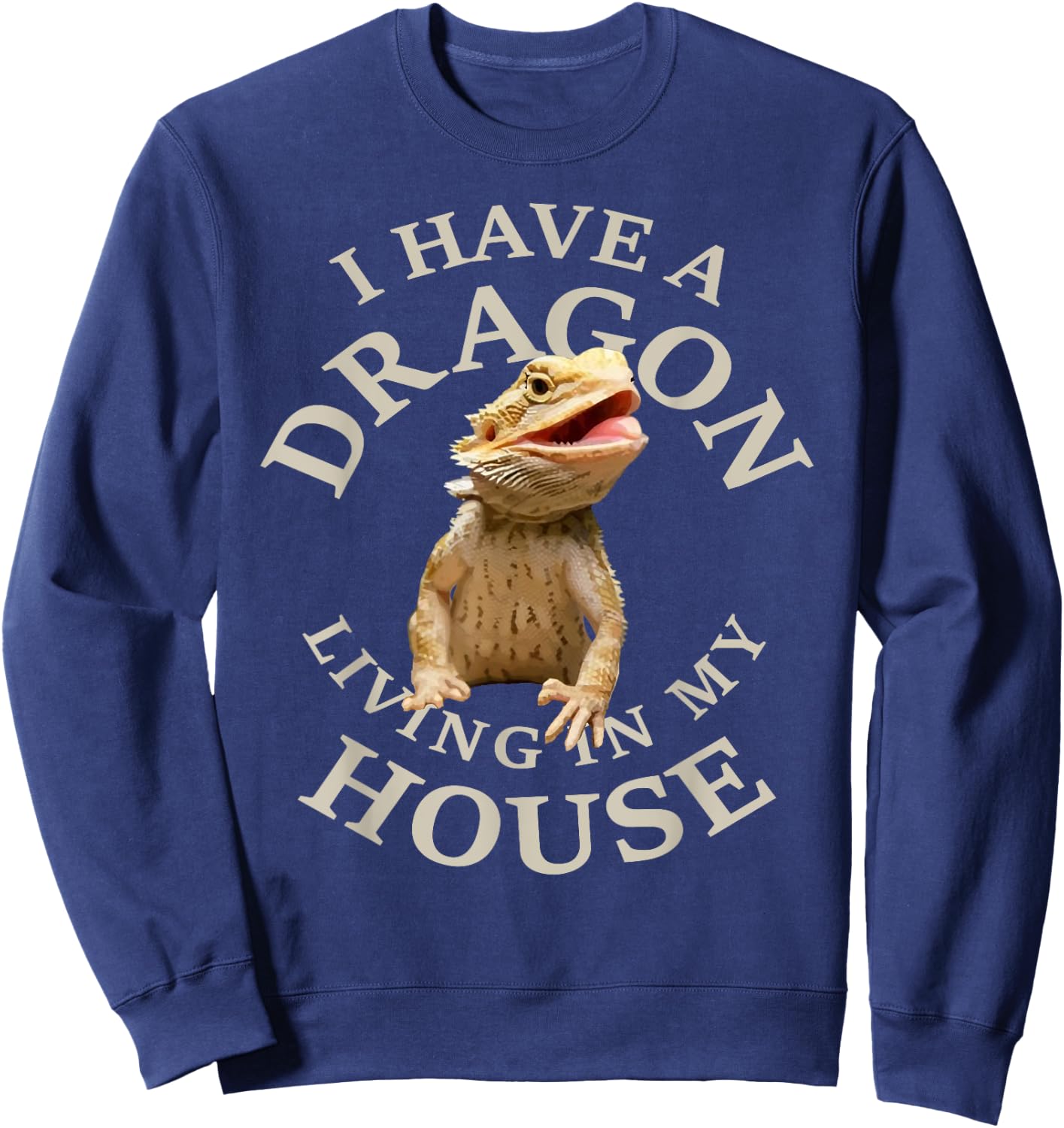 Bearded Dragon Print Reptiles Pogona Barbata Lizard Design Sweatshirt - Sweatshirt | Navy