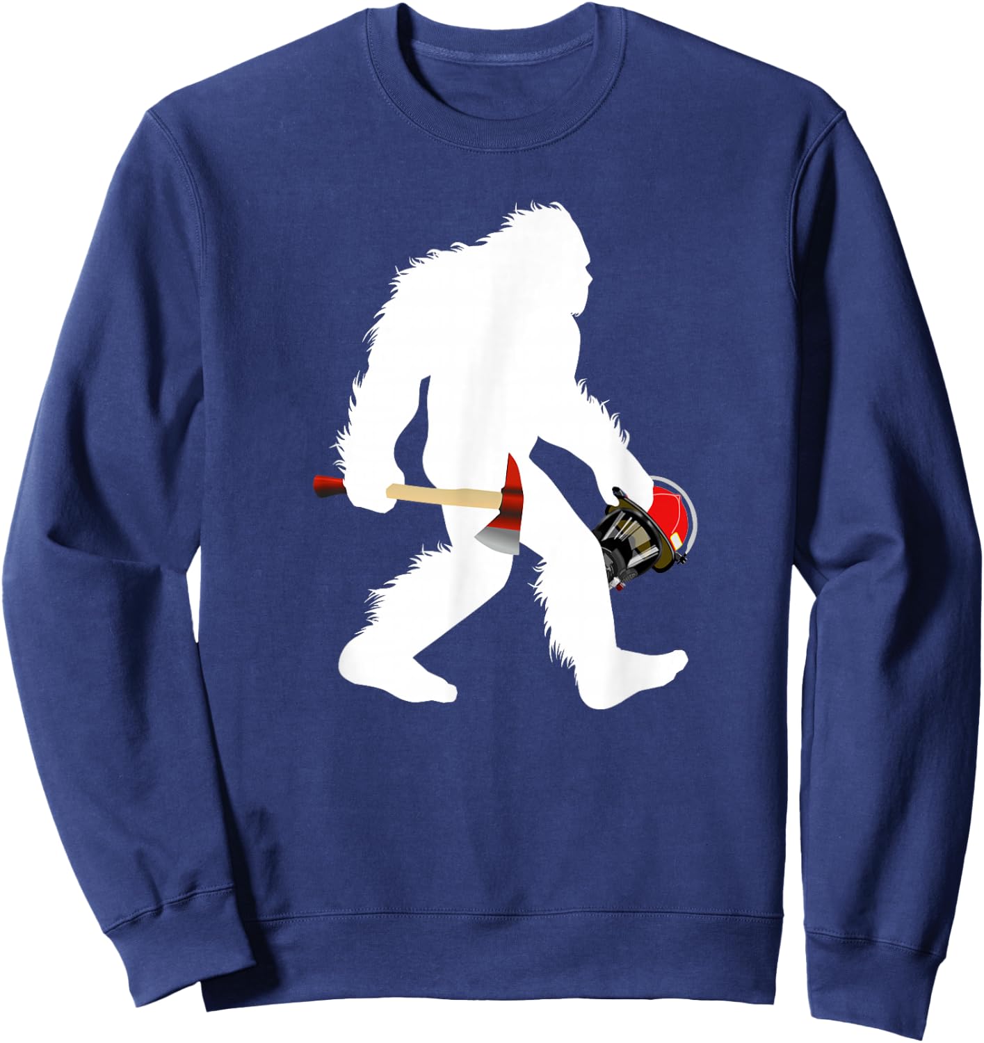 Bigfoot Wildland Firefighter Woodland Sasquatch Fireman Sweatshirt - Sweatshirt | Navy