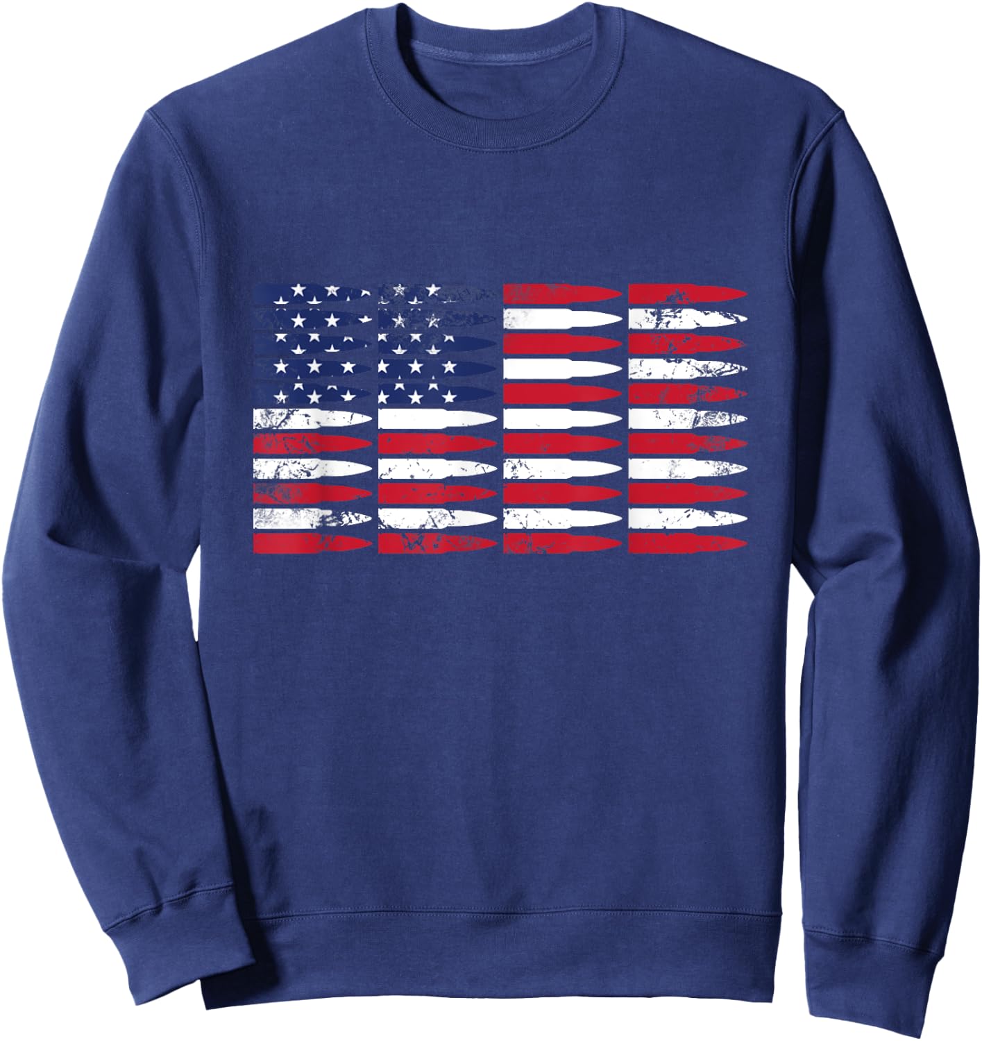 Pro Gun American US Flag Bullets Banner America 4th of July Women Men Sweatshirt - Sweatshirt | Navy