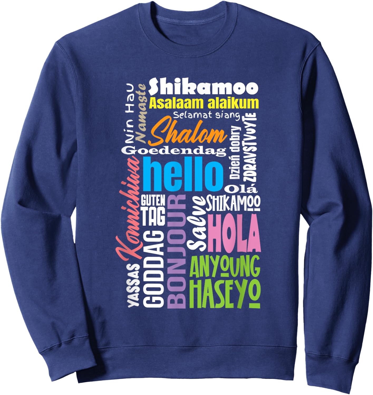 Multilingual Teacher Hello Different Languages Polyglot Women Sweatshirt - Sweatshirt | Navy