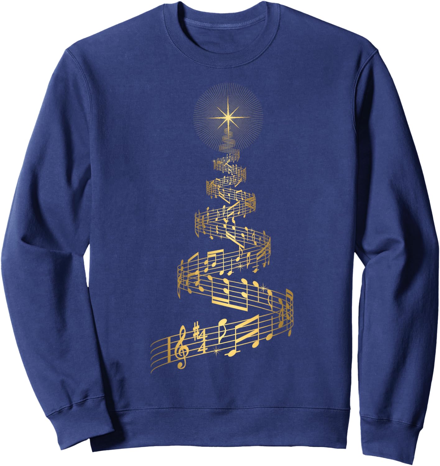 Christmas Tree Music Notes T Shirt Musical Xmas Tree Gift Sweatshirt - Sweatshirt | Navy