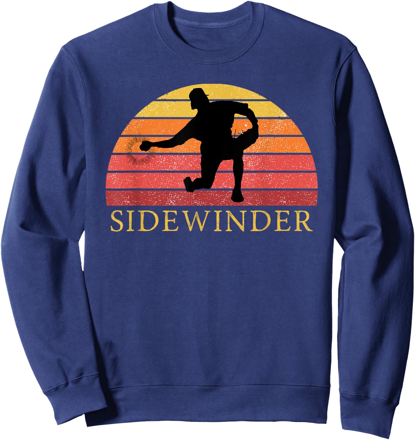 Sidewinder Sidearm Pitcher Baseball Retro Vintage Sweatshirt - Sweatshirt | Navy