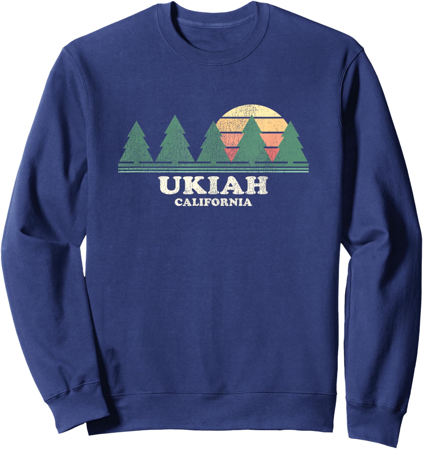Ukiah CA Vintage Throwback Retro 70s Design Sweatshirt - Sweatshirt | Navy