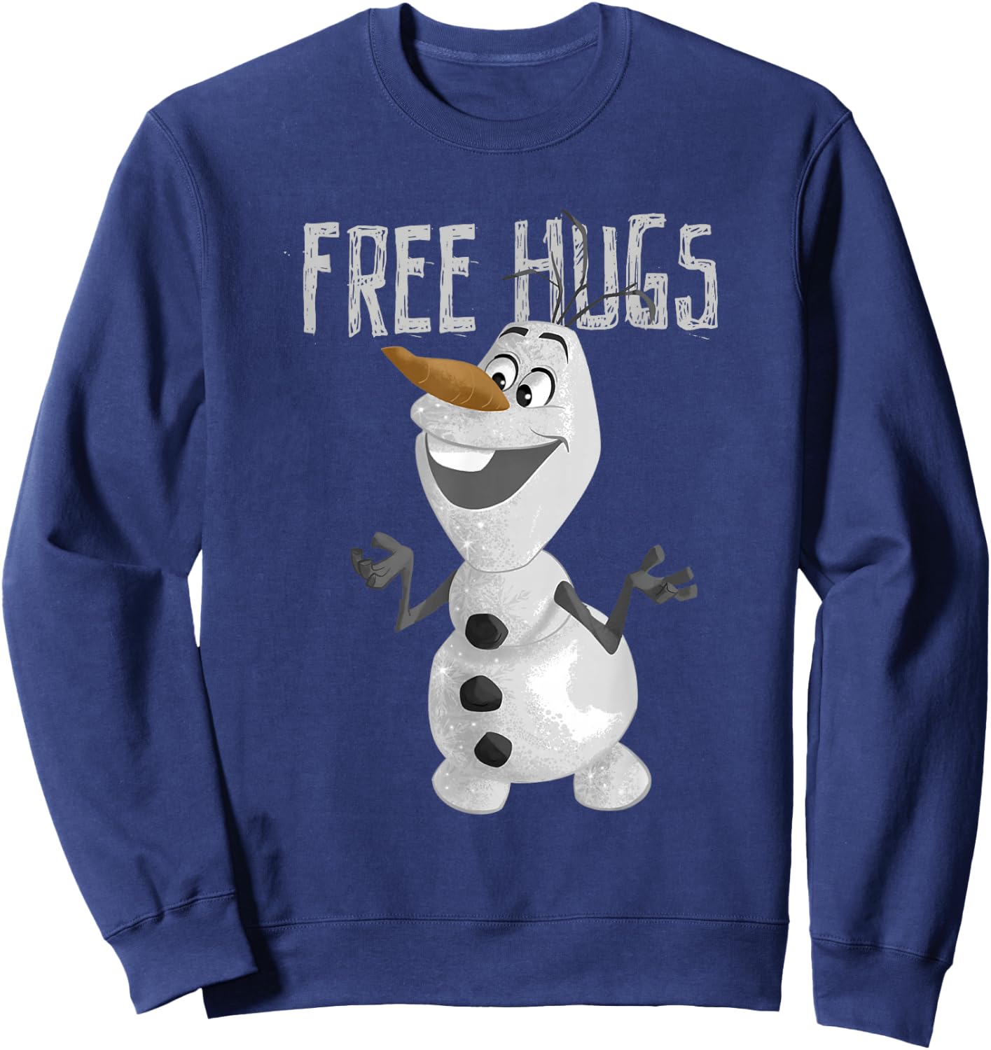 Disney Frozen Olaf Vintage Free Hugs Big Snowman Logo Sweatshirt - Sweatshirt | Navy