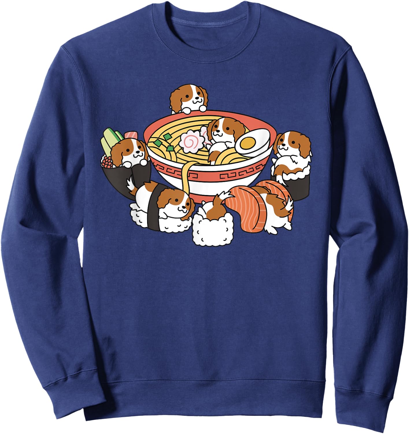 Ramen Sushi Cavalier King Charles Spaniel Dog Sweatshirt - Sweatshirt | Navy