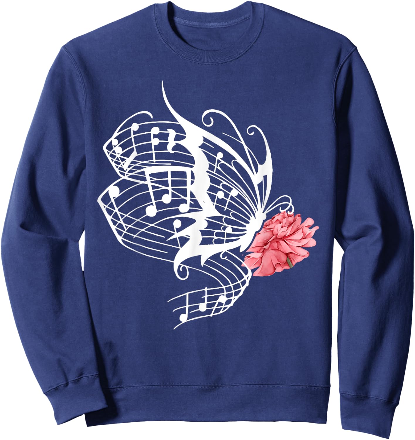 Music Butterfly Music Note Music Teacher Lover Women Girls Kids Sweatshirt - Sweatshirt | Navy