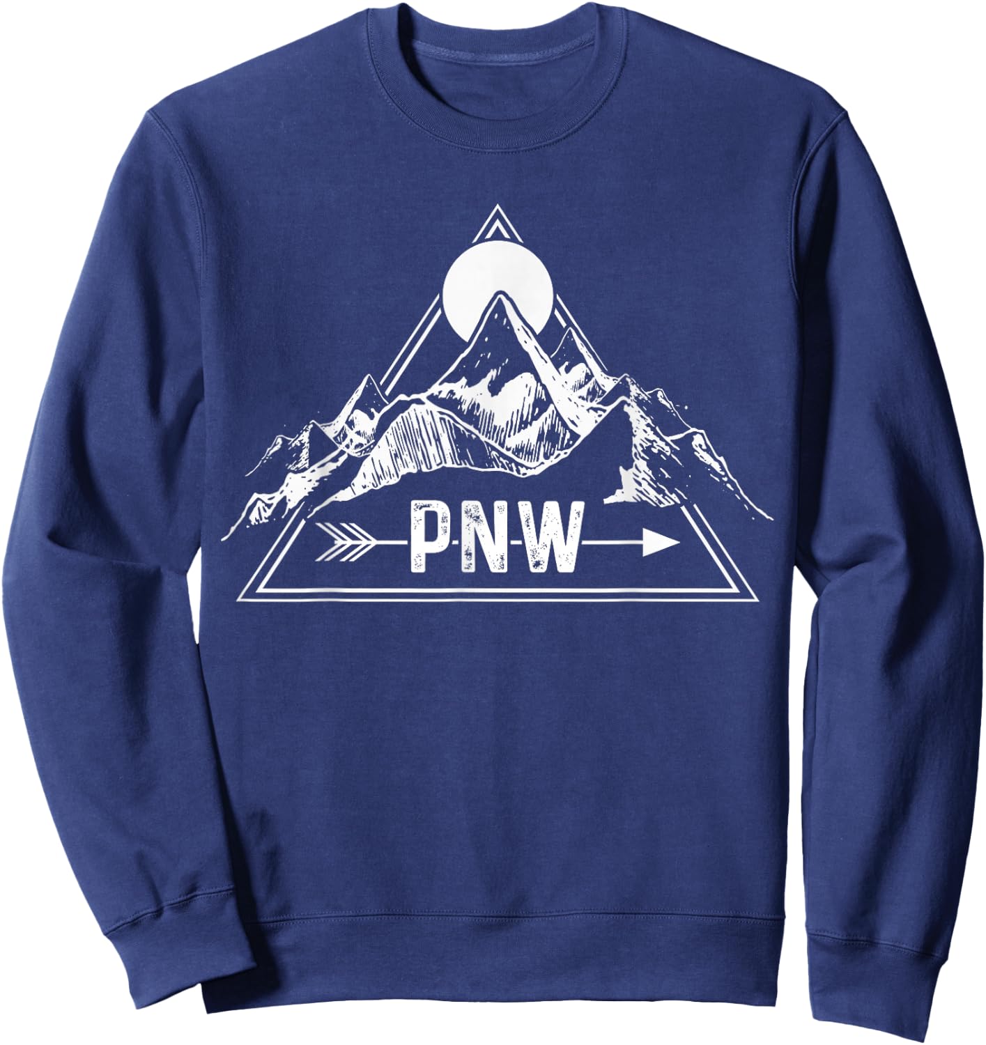 PNW - Pacific Northwest Outdoor Apparel Co. Black Adults , Small, Short Sleeve, , Modern Mountain Letter Print Embroidery Sweatshirt - Sweatshirt | Navy