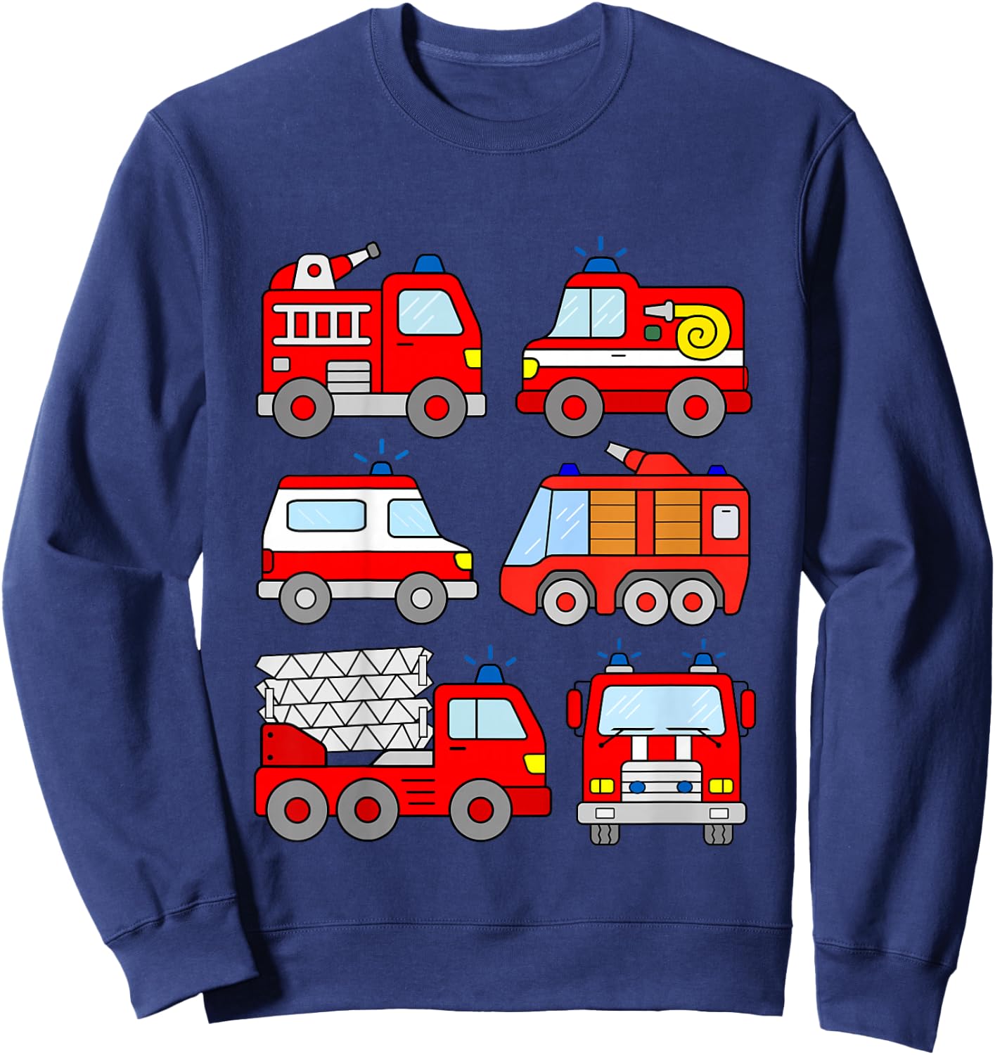 Fire Truck Boys Toddlers Emergency Vehicle Sweatshirt - Sweatshirt | Navy
