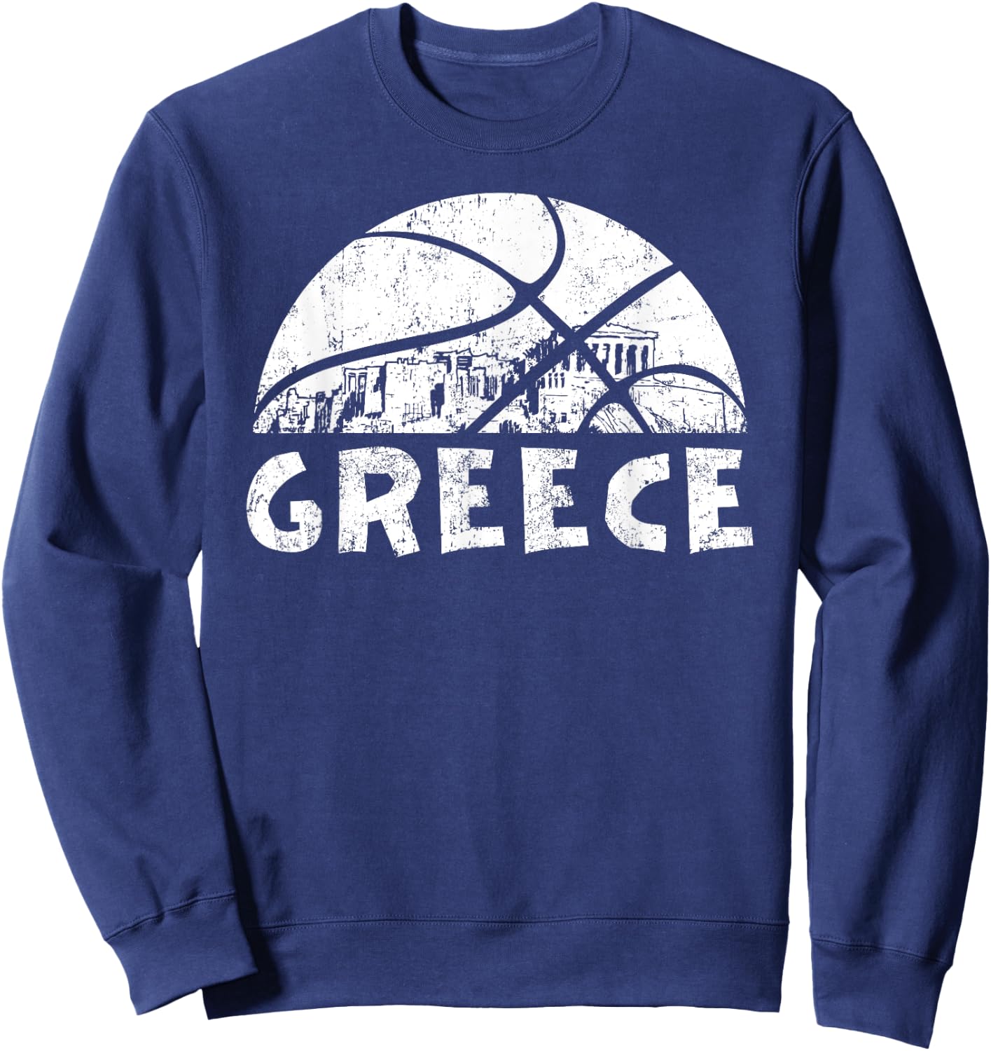 Greece Basketball Vintage Distressed Sweatshirt - Sweatshirt | Navy