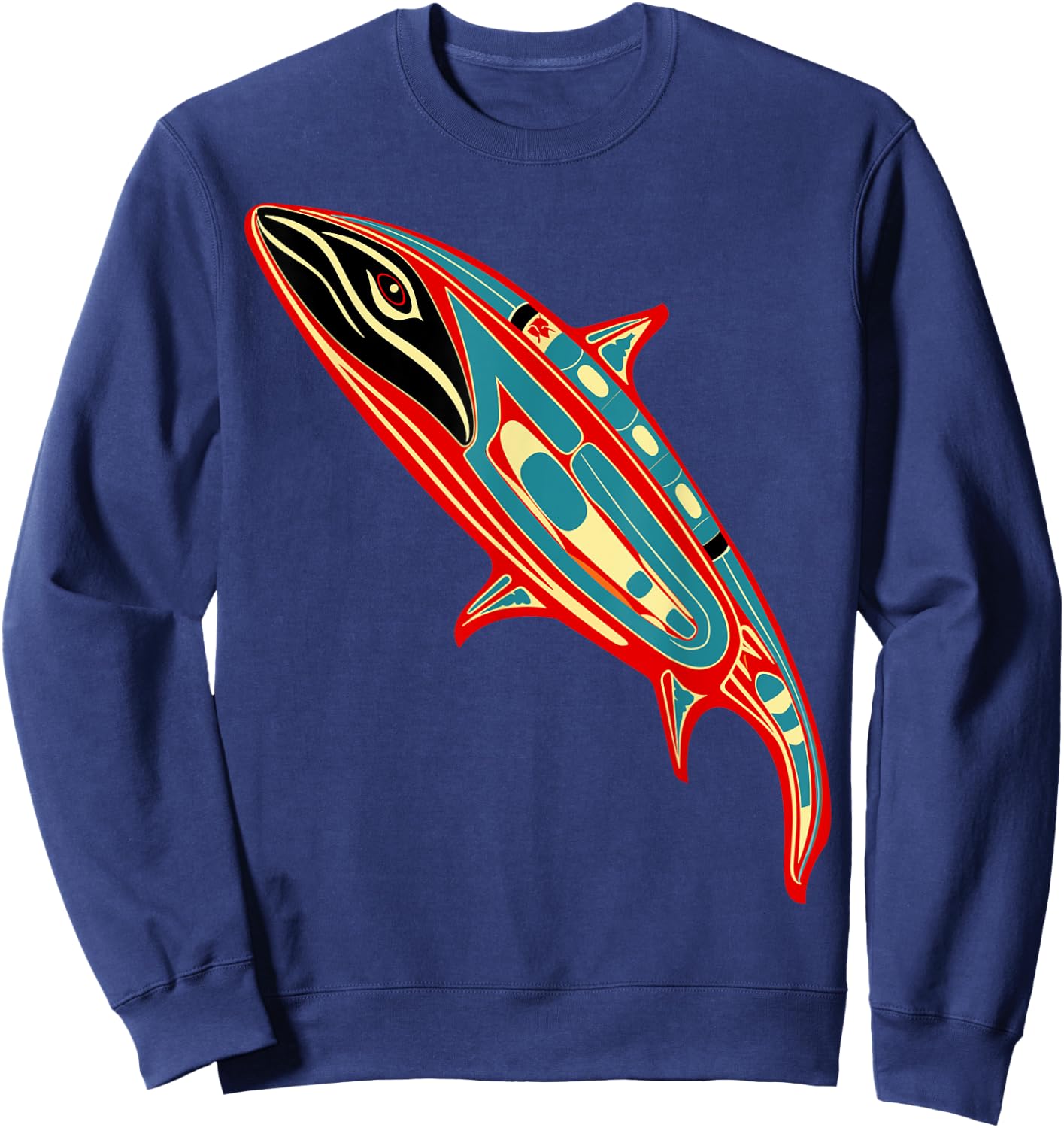 Orca in Salish Coast Weaving Design Style Sweatshirt - Sweatshirt | Navy